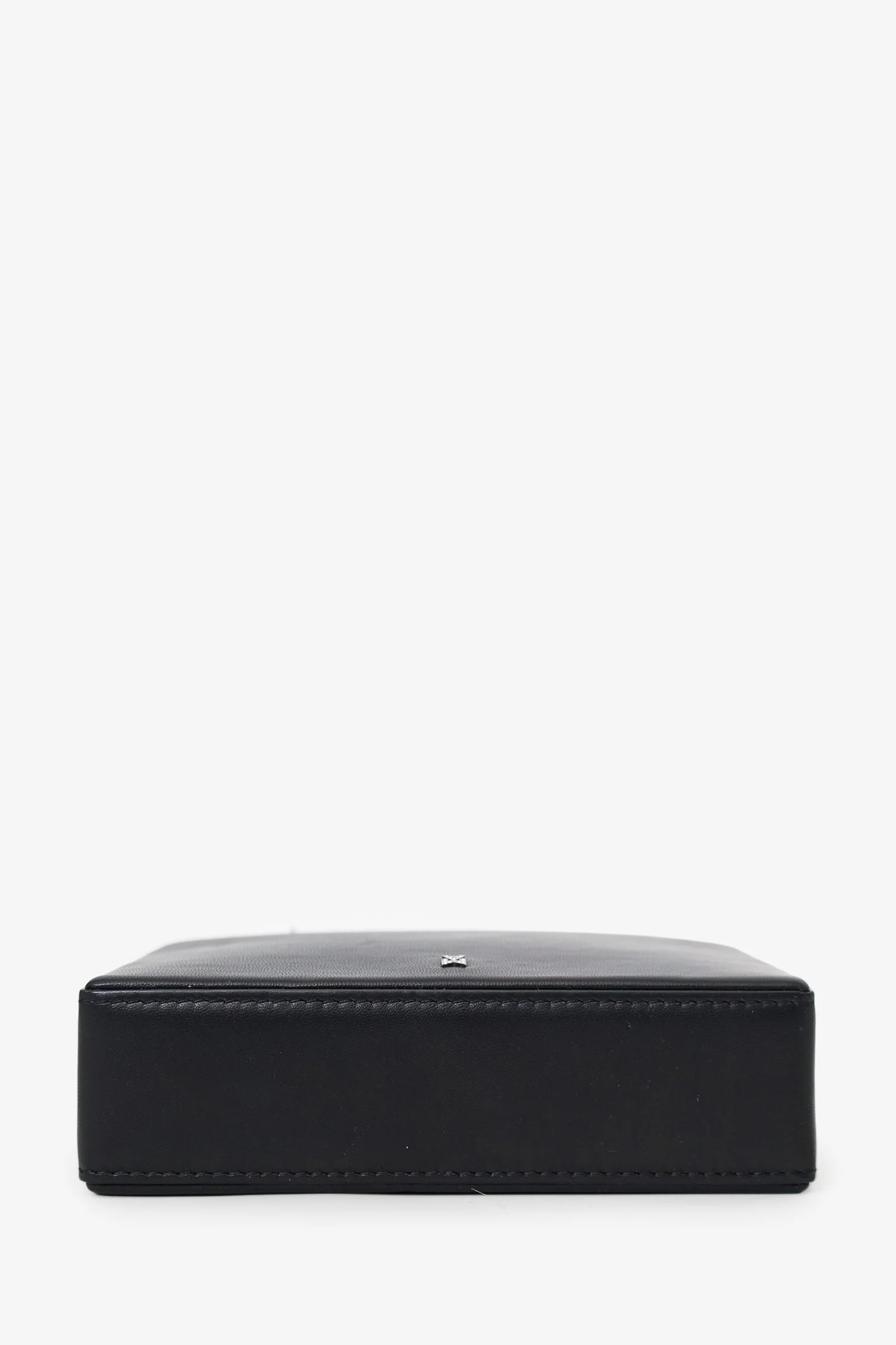 Amina Muaddi Black Leather Rhinestone Embellished 'Gilda' Mini Top Handle Bag - Image 5