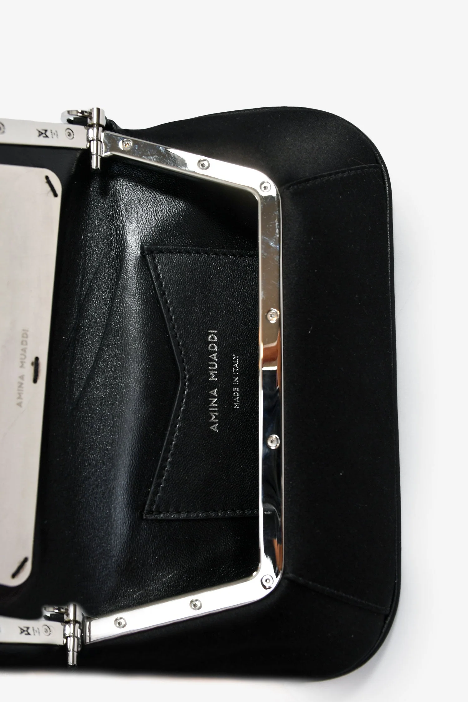 Amina Muaddi Black Satin 'Amina Mini' Shoulder Bag - Image 6