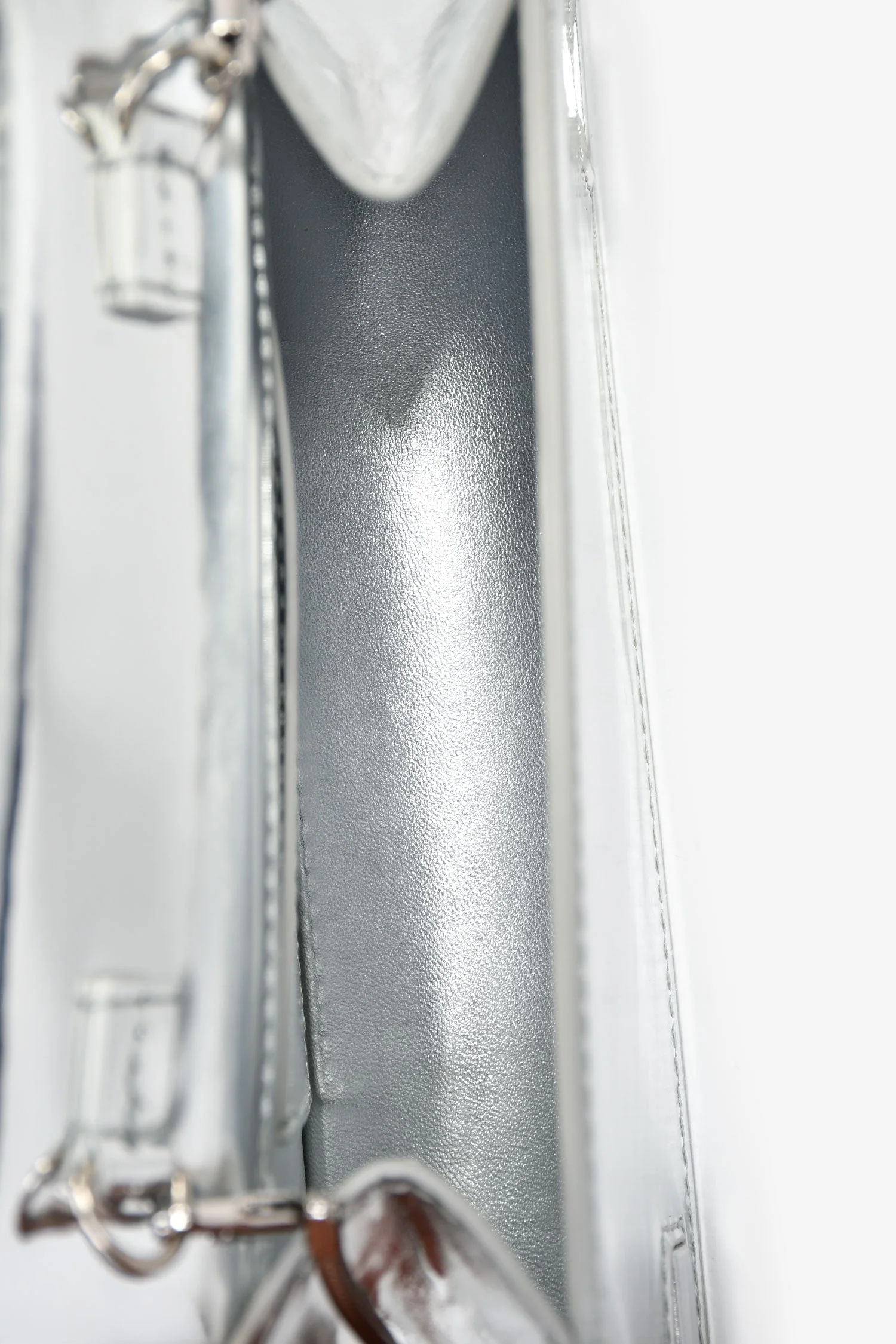 Amina Muaddi Mirror Silver Super Amini Yigit Metallic Chain Shoulder Bag - Image 6