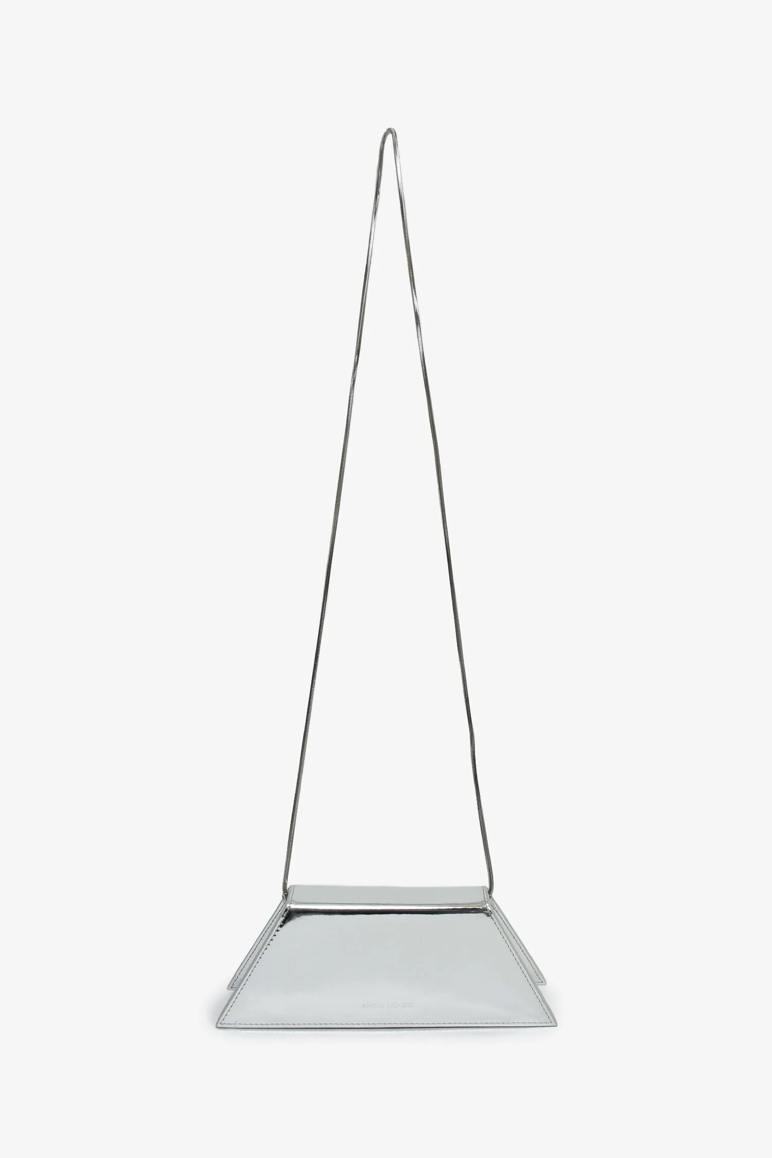 Amina Muaddi Mirror Silver Super Amini Yigit Metallic Chain Shoulder Bag - Image 7