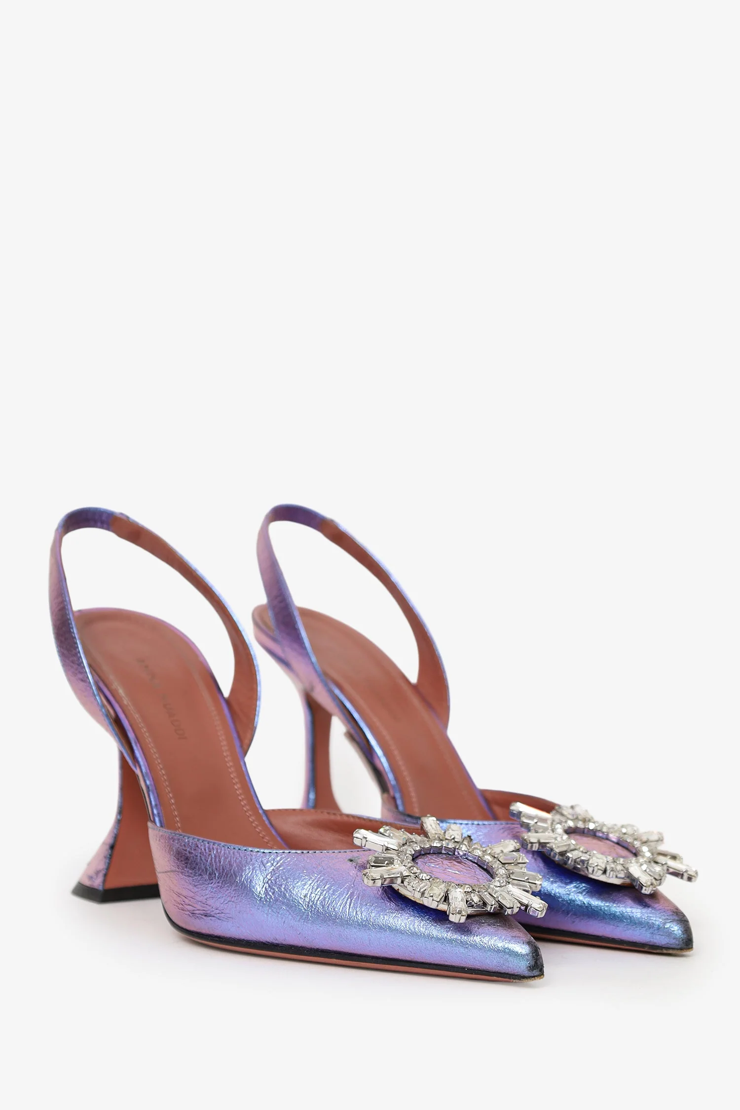 Amina Muaddi Purple Crystal Begum Slingback Heels Size 37.5 - Image 2