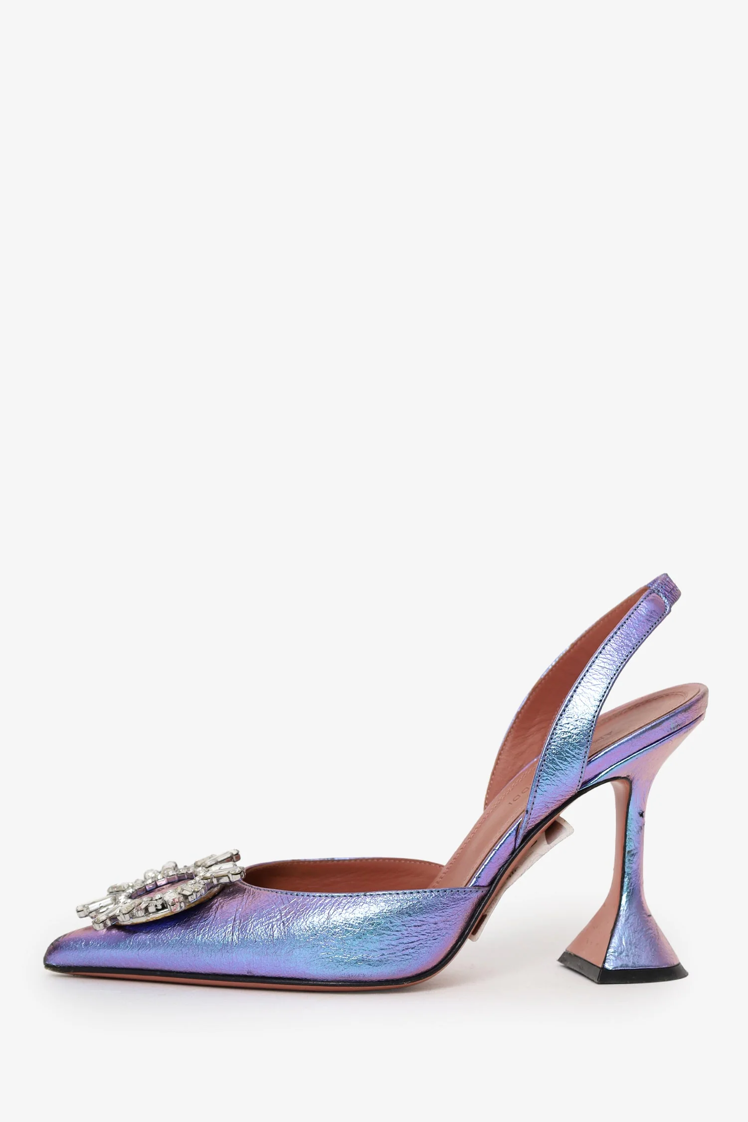 Amina Muaddi Purple Crystal Begum Slingback Heels Size 37.5 - Image 4