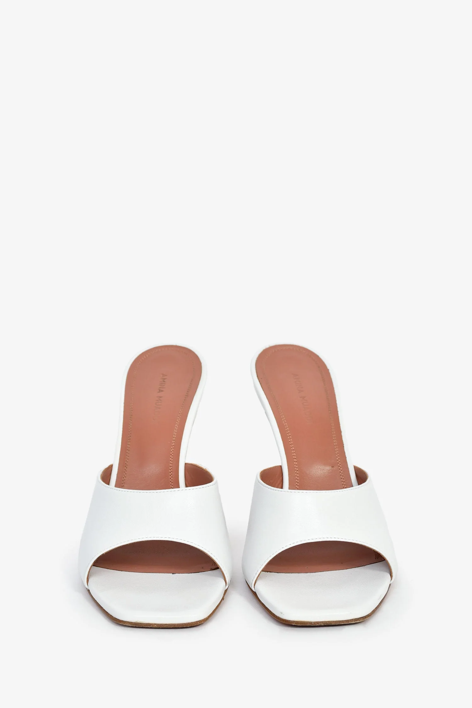 Amina Muaddi White Leather 'Lupita Slipper' Heels Size 39 - Image 3