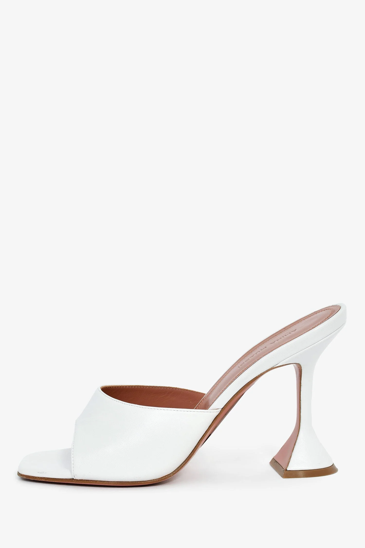 Amina Muaddi White Leather 'Lupita Slipper' Heels Size 39 - Image 4