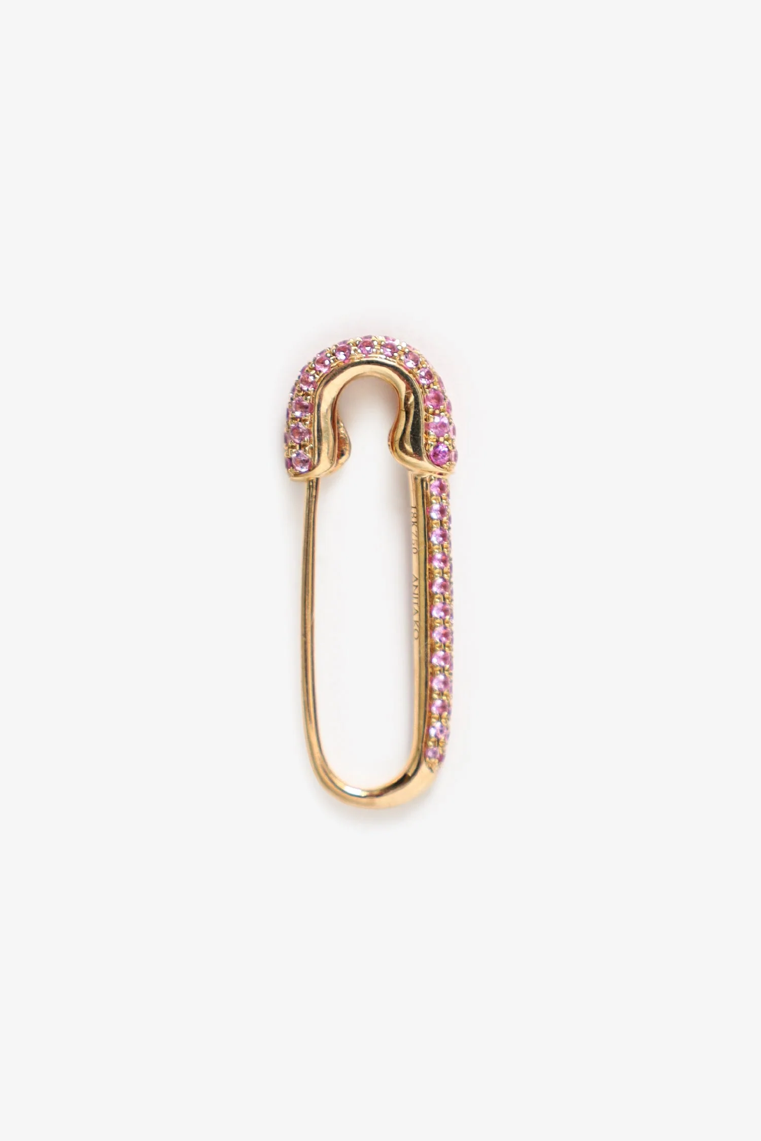 Anita Ko 18k Rose Gold Sapphire Safety Pin Single Earring - Image 3