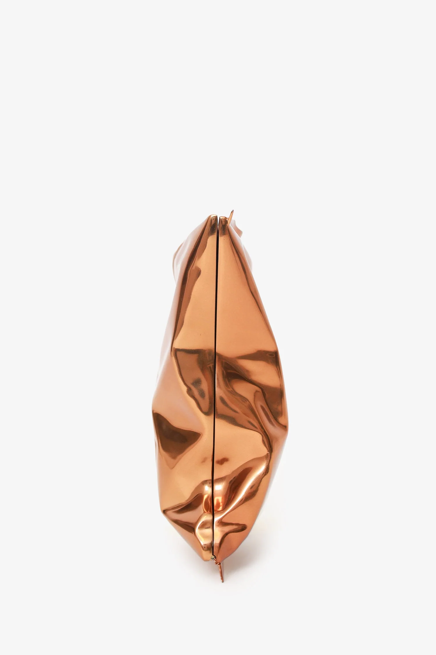 Anya Hindmarch Rose Gold Metallic Metal Crisp Packet Clutch With Chain - Image 3