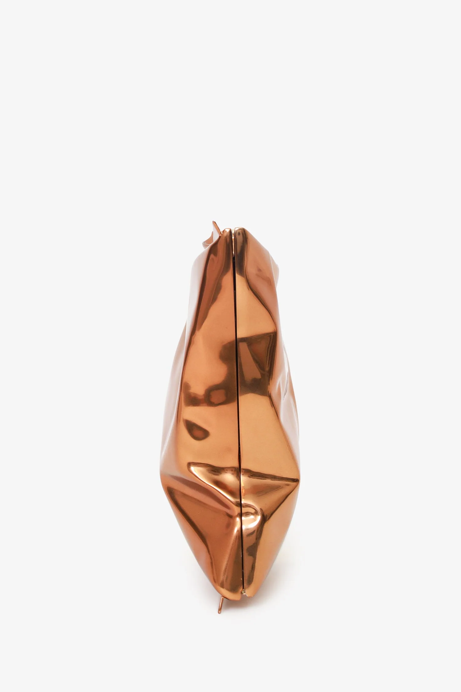 Anya Hindmarch Rose Gold Metallic Metal Crisp Packet Clutch With Chain - Image 4