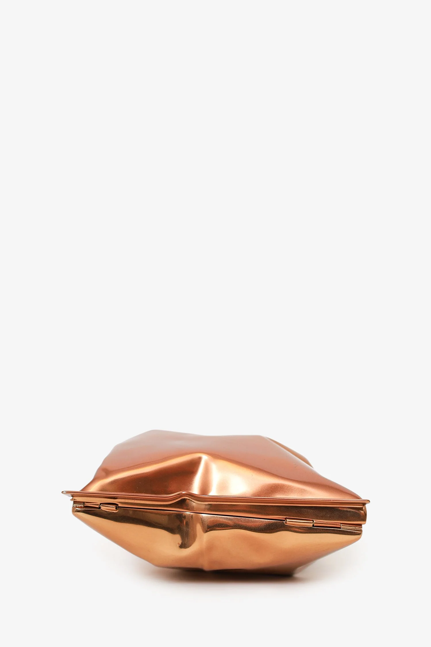 Anya Hindmarch Rose Gold Metallic Metal Crisp Packet Clutch With Chain - Image 5