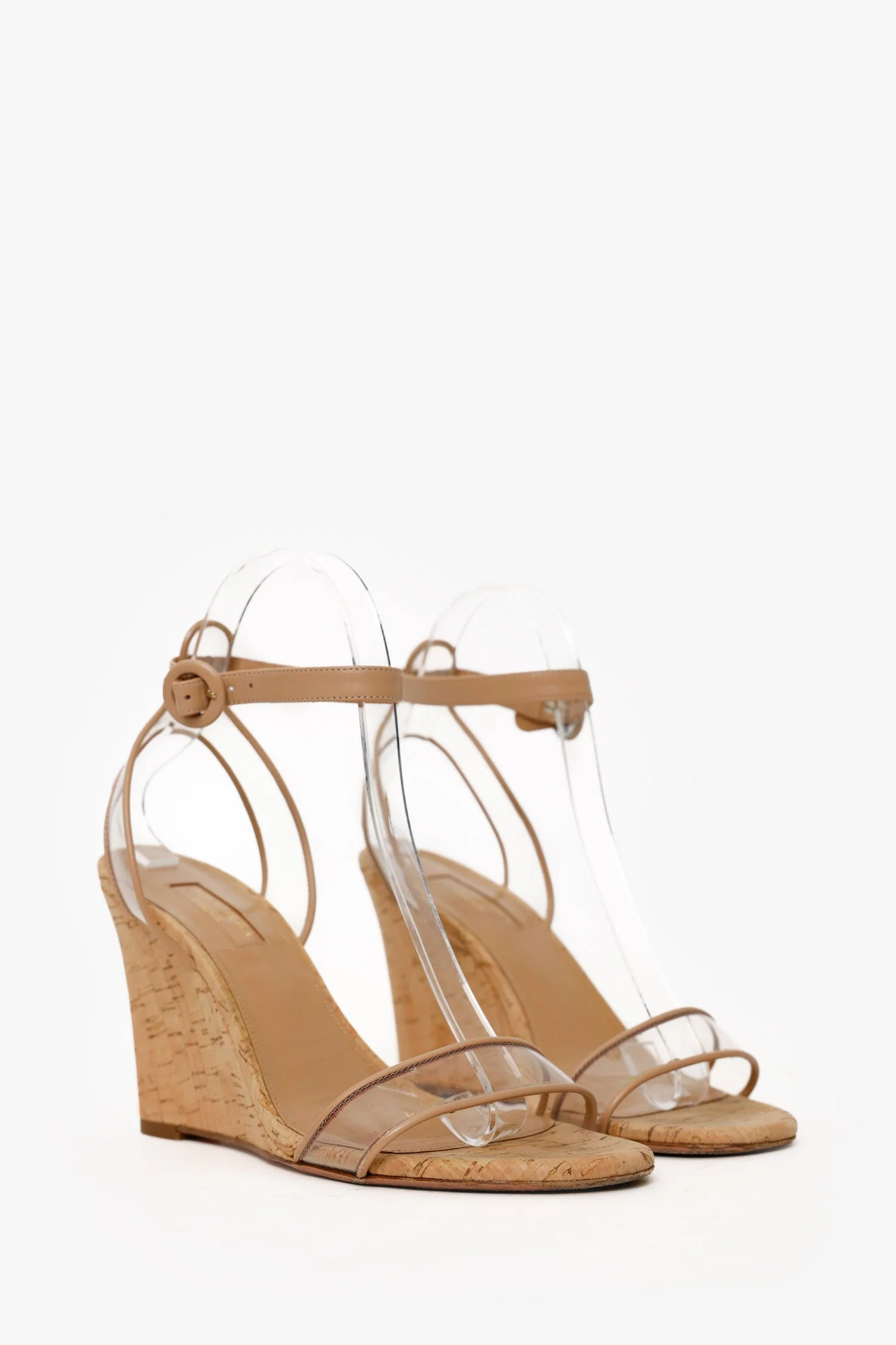 Aquazurra Brown Cork/PVC Wedge Sandals Size 37 - Image 2