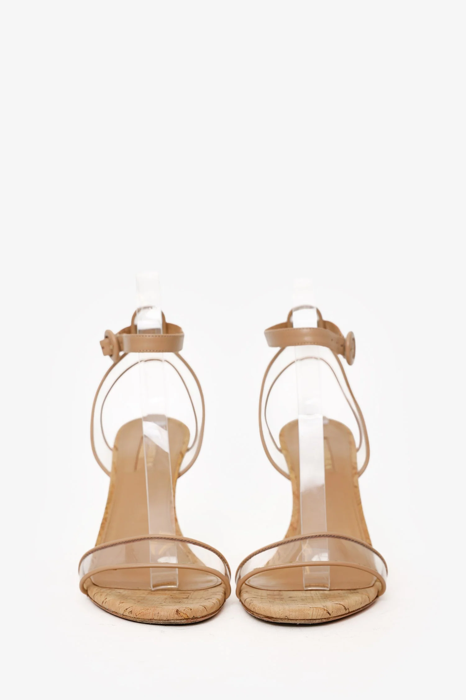Aquazurra Brown Cork/PVC Wedge Sandals Size 37 - Image 3