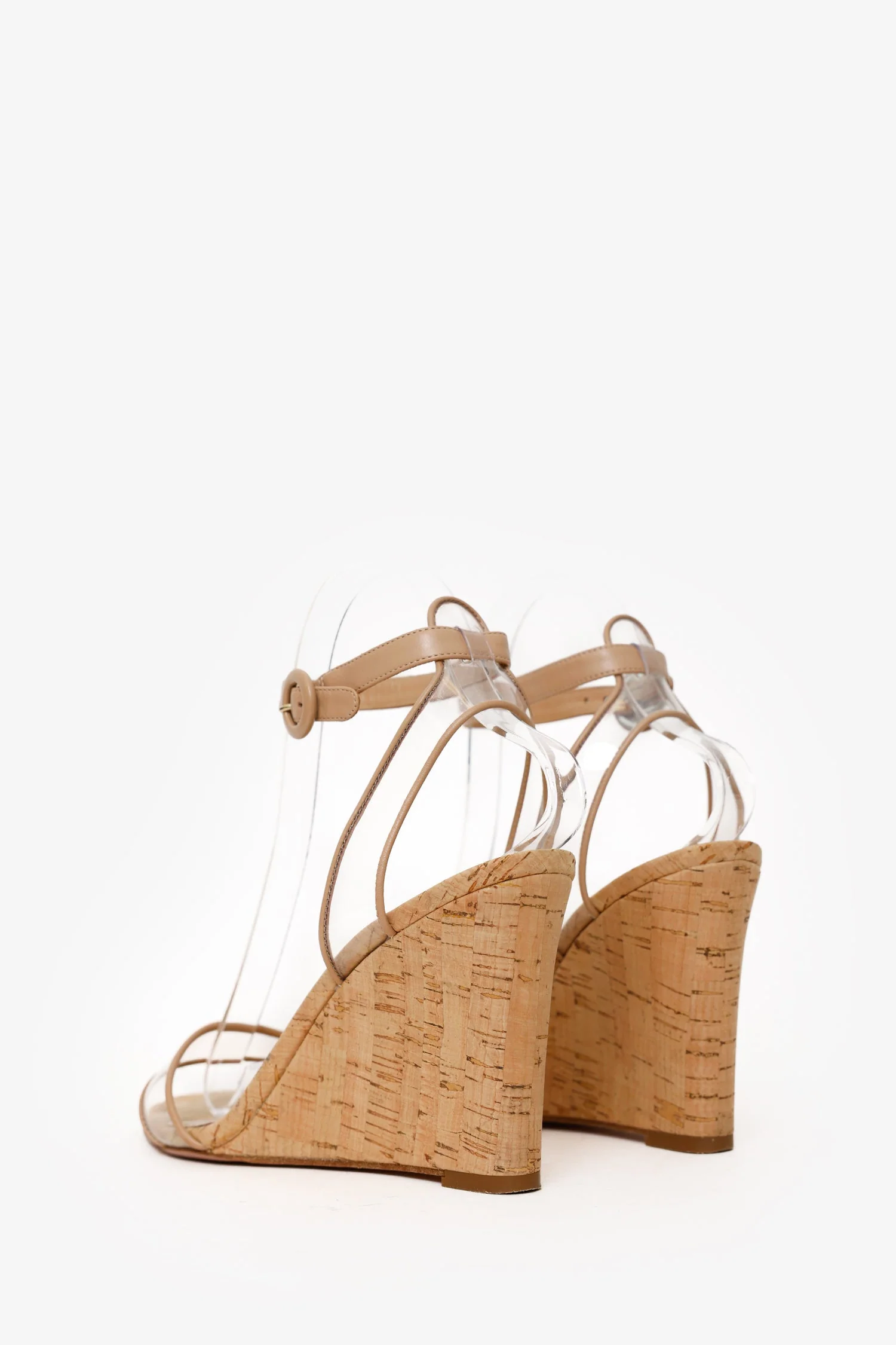 Aquazurra Brown Cork/PVC Wedge Sandals Size 37 - Image 4