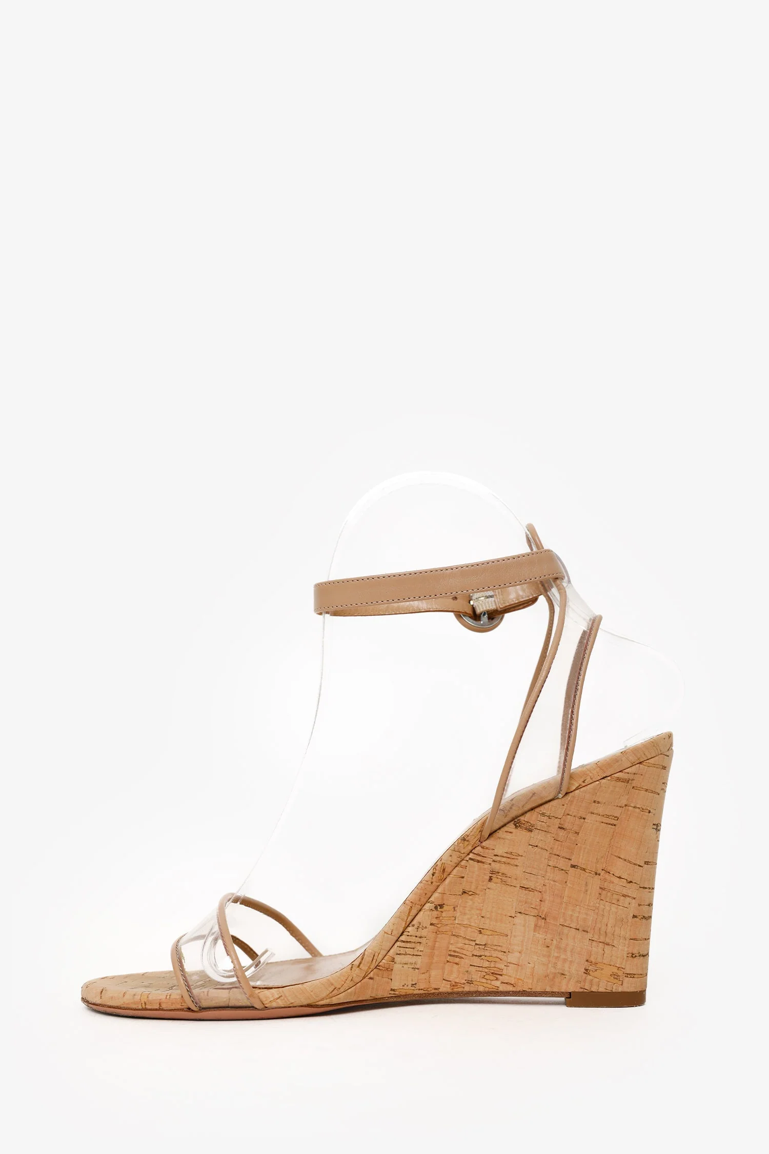 Aquazurra Brown Cork/PVC Wedge Sandals Size 37 - Image 5