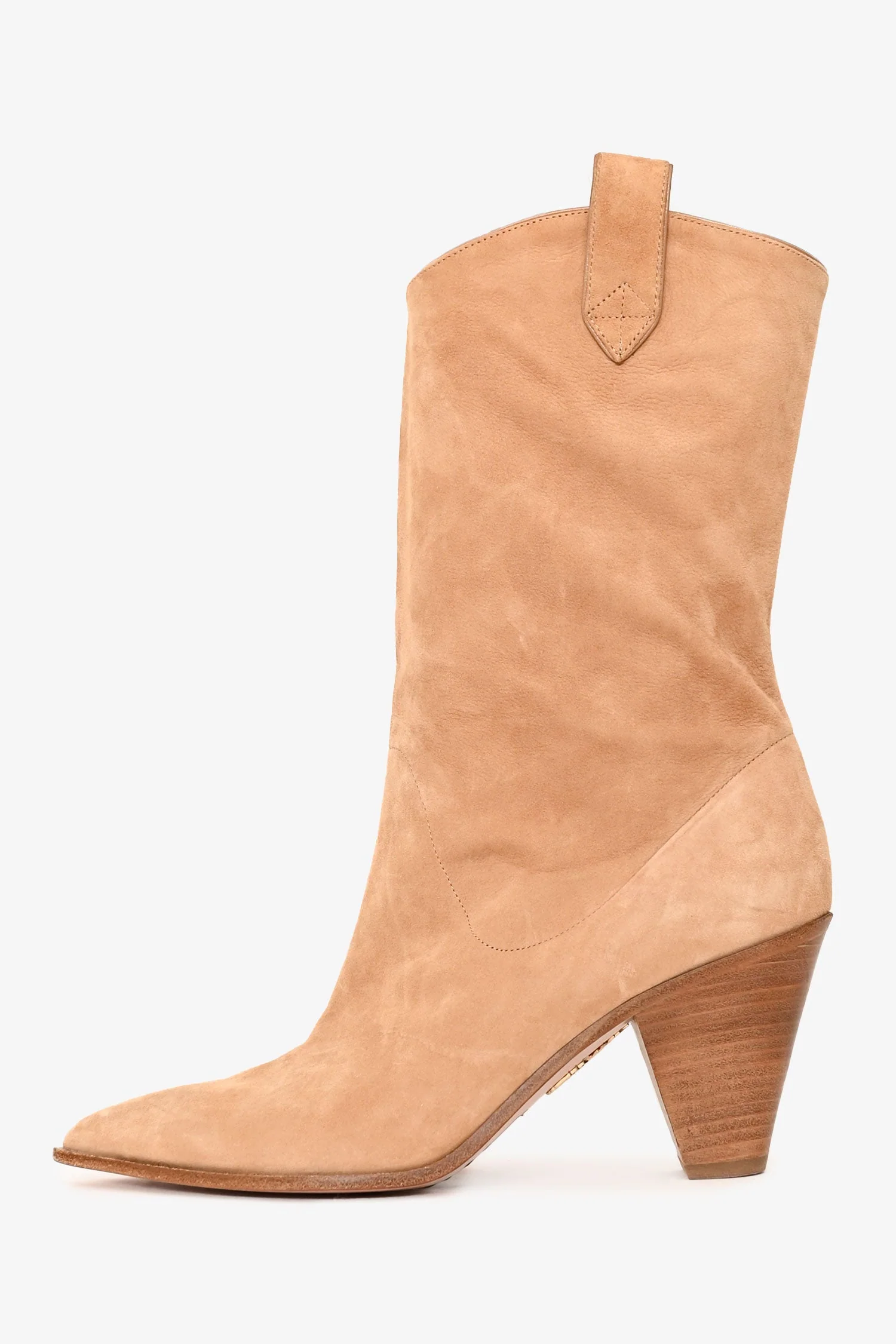 Aquazzura Brown Suede Leather Cowboy Style Pointed Toe Heels Size 40 - Image 4