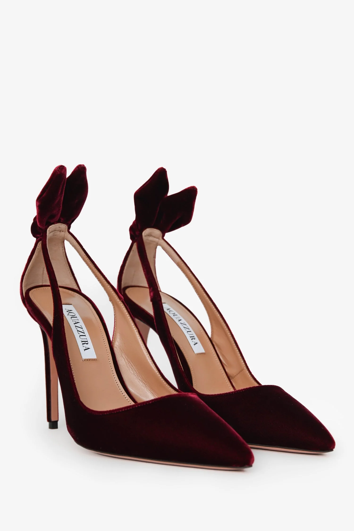 Aquazzura Burgundy Velvet Bow Tie Pumps 105 Size 38 - Image 2