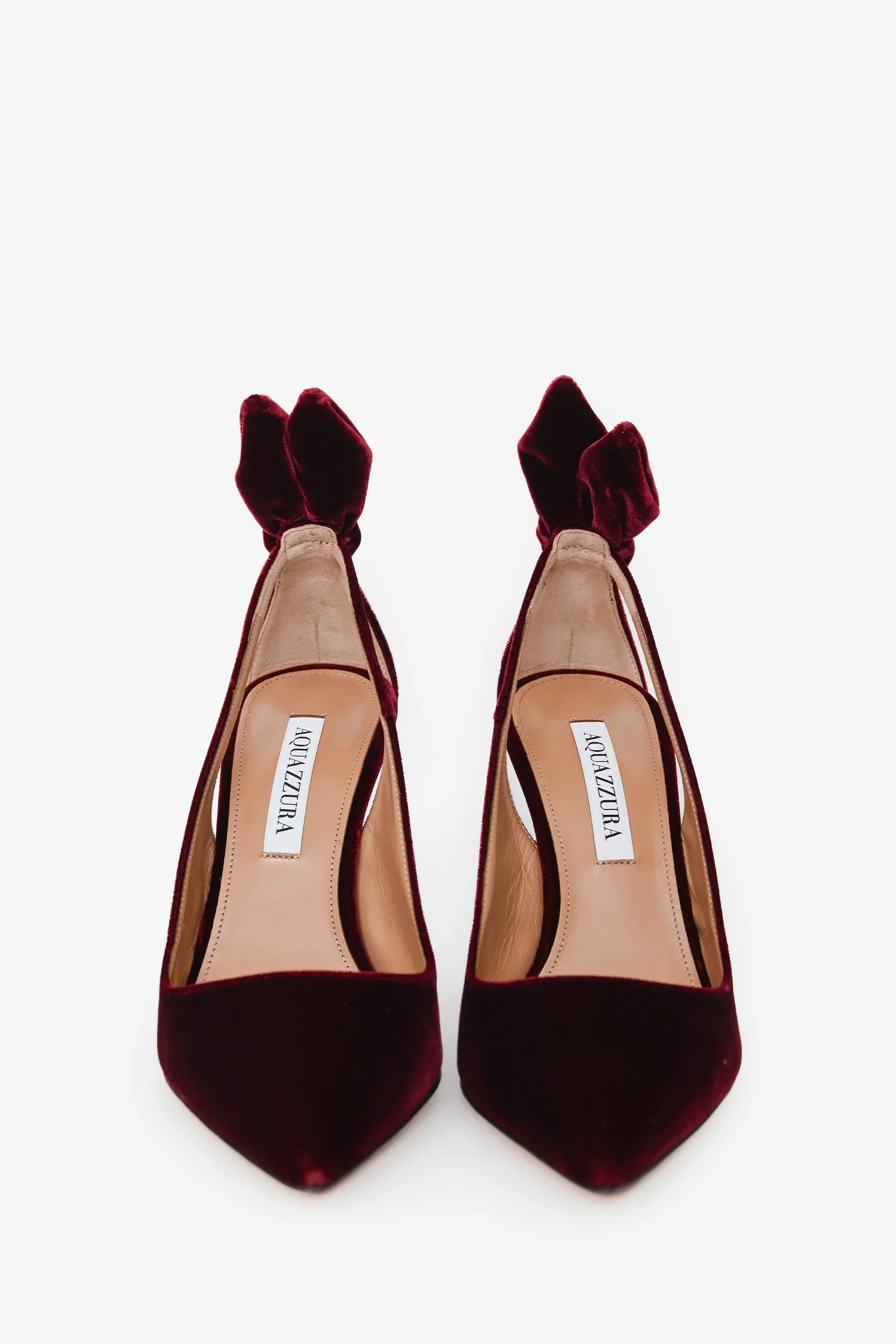 Aquazzura Burgundy Velvet Bow Tie Pumps 105 Size 38 - Image 3