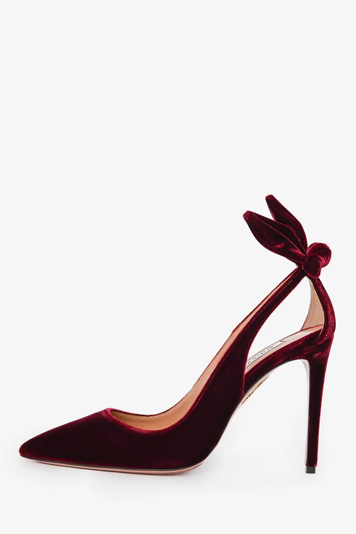 Aquazzura Burgundy Velvet Bow Tie Pumps 105 Size 38 - Image 4