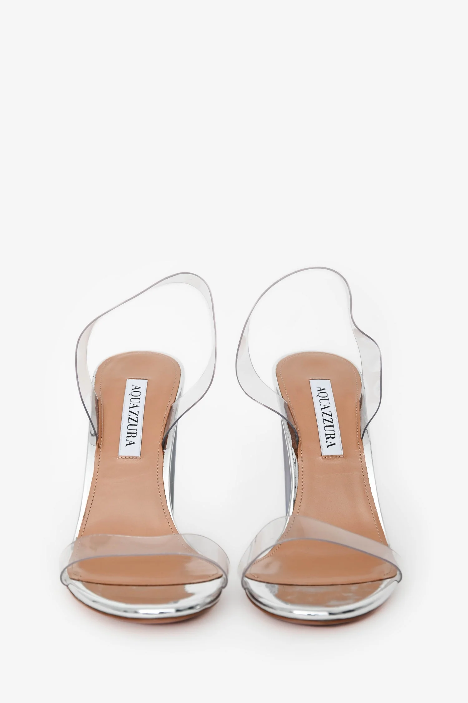 Aquazzura So Nude Plexi Block Sandals 105 Size 37 - Image 3