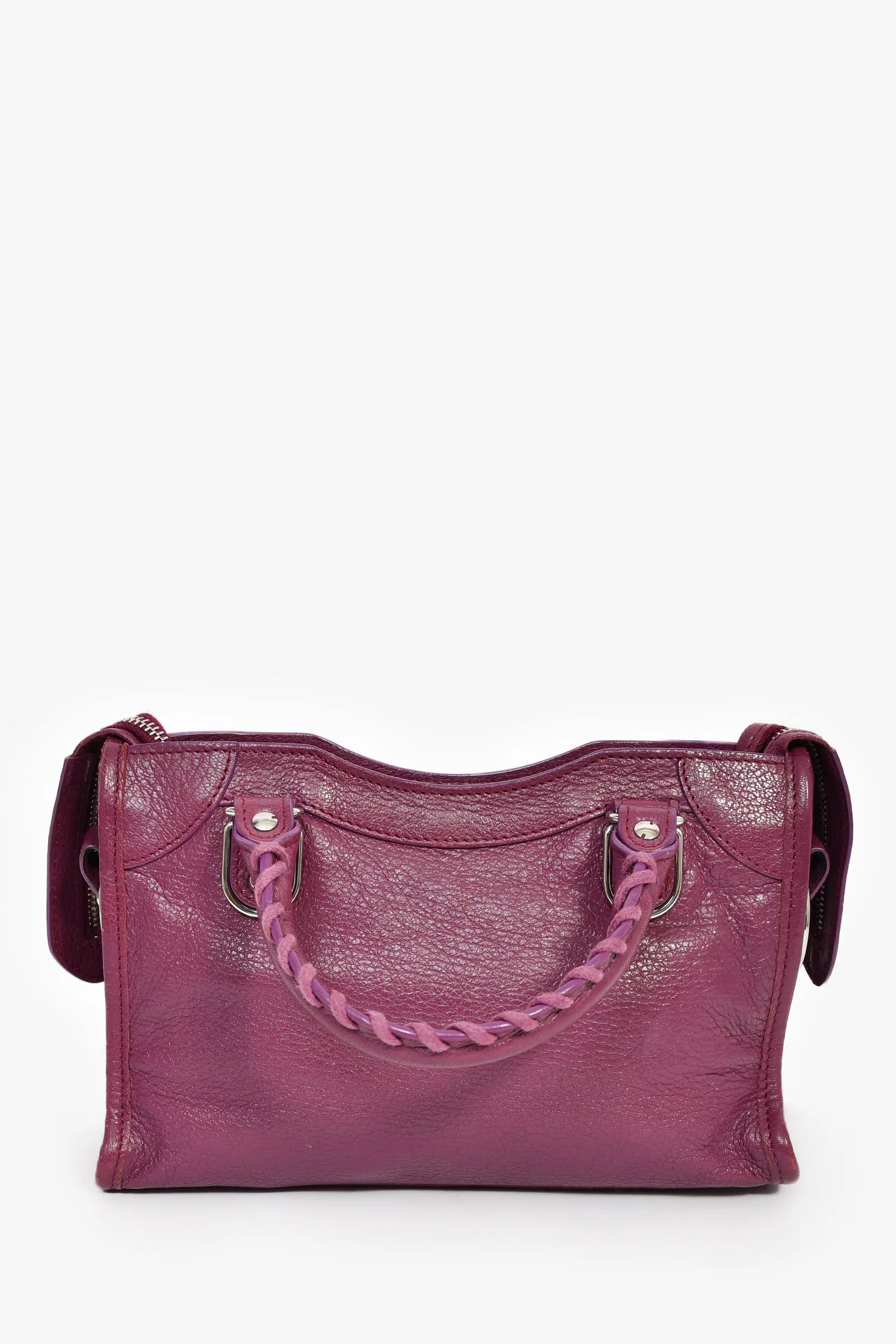 Balenciaga 2017 Purple Leather 'Le Mini City' Bag with Strap - Image 2