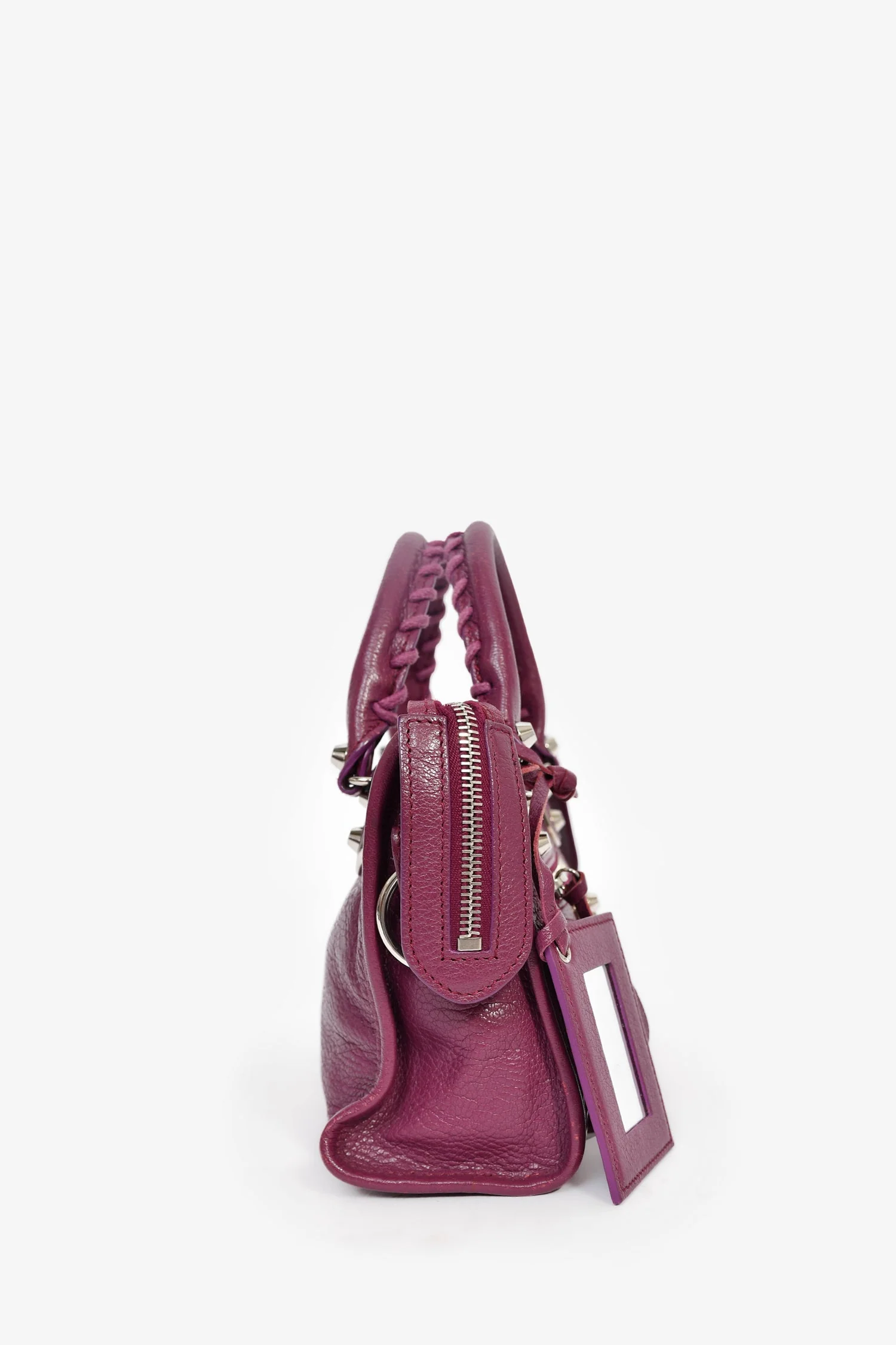 Balenciaga 2017 Purple Leather 'Le Mini City' Bag with Strap - Image 3