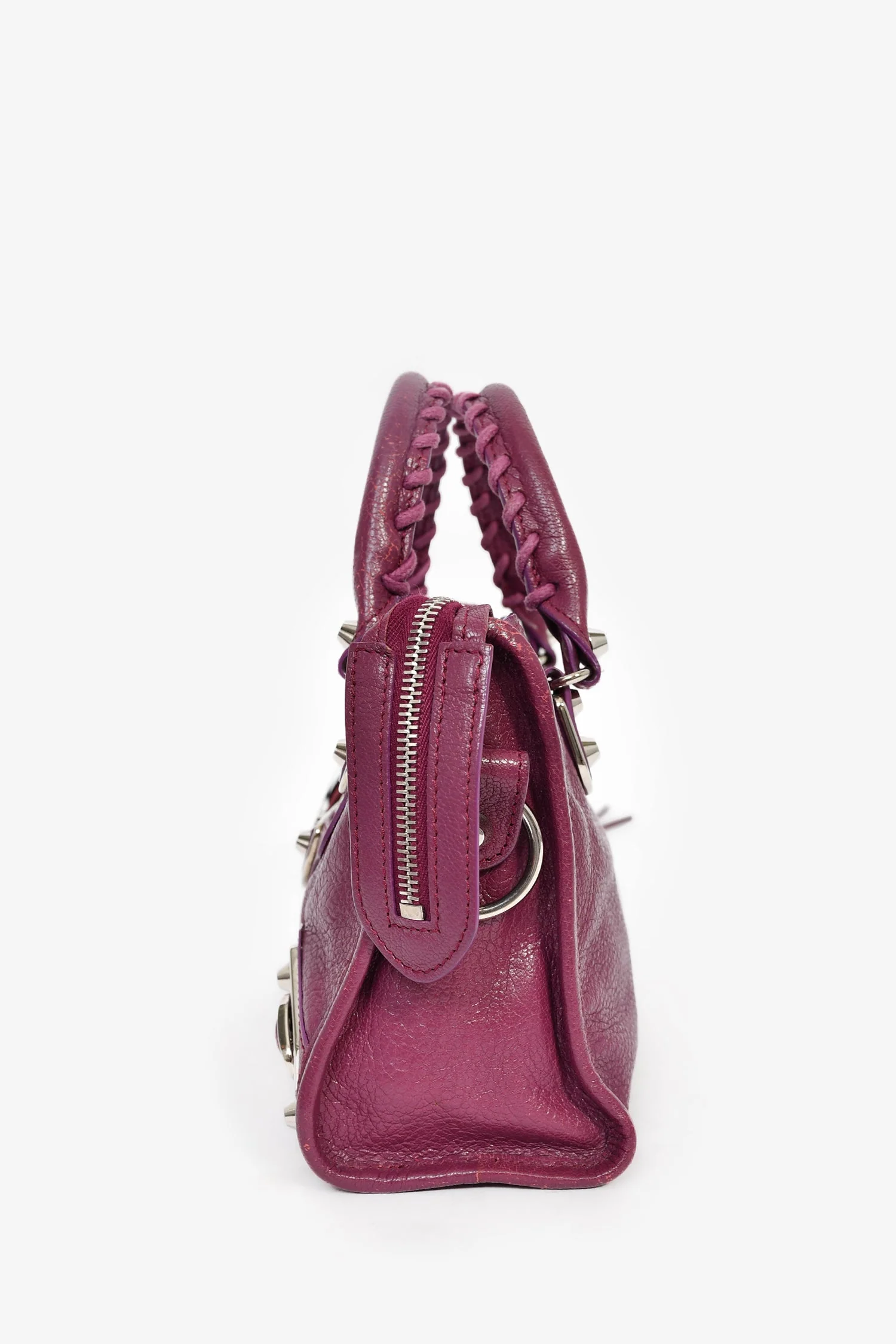 Balenciaga 2017 Purple Leather 'Le Mini City' Bag with Strap - Image 4