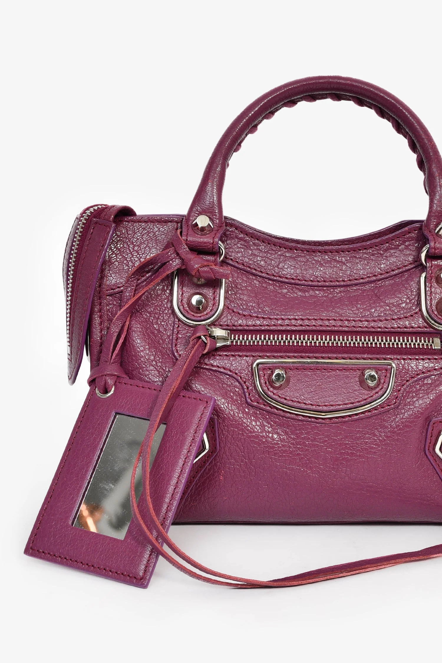 Balenciaga 2017 Purple Leather 'Le Mini City' Bag with Strap - Image 8