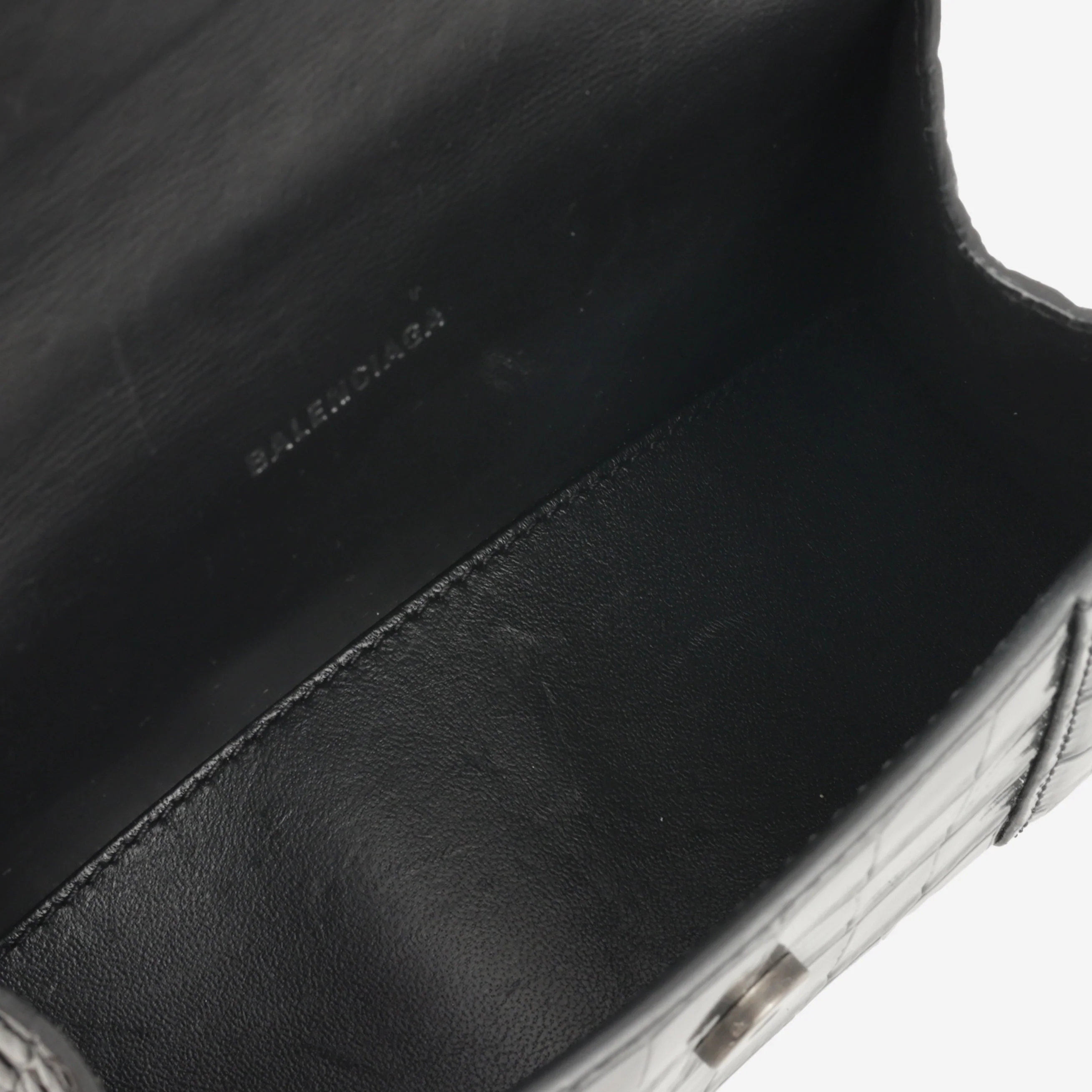 Balenciaga XS Hourglass - Black Croc Embossed Calfskin | Black Hardware - Image 5