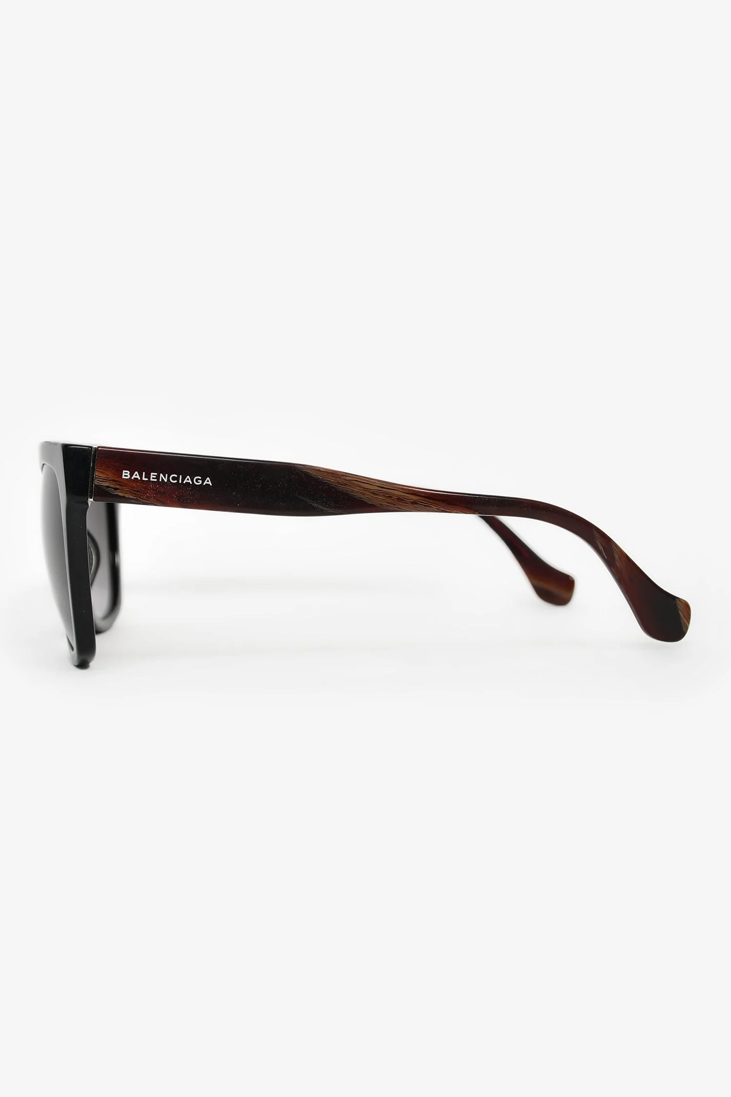 Balenciaga Black/Brown Square Frame Sunglasses - Image 3