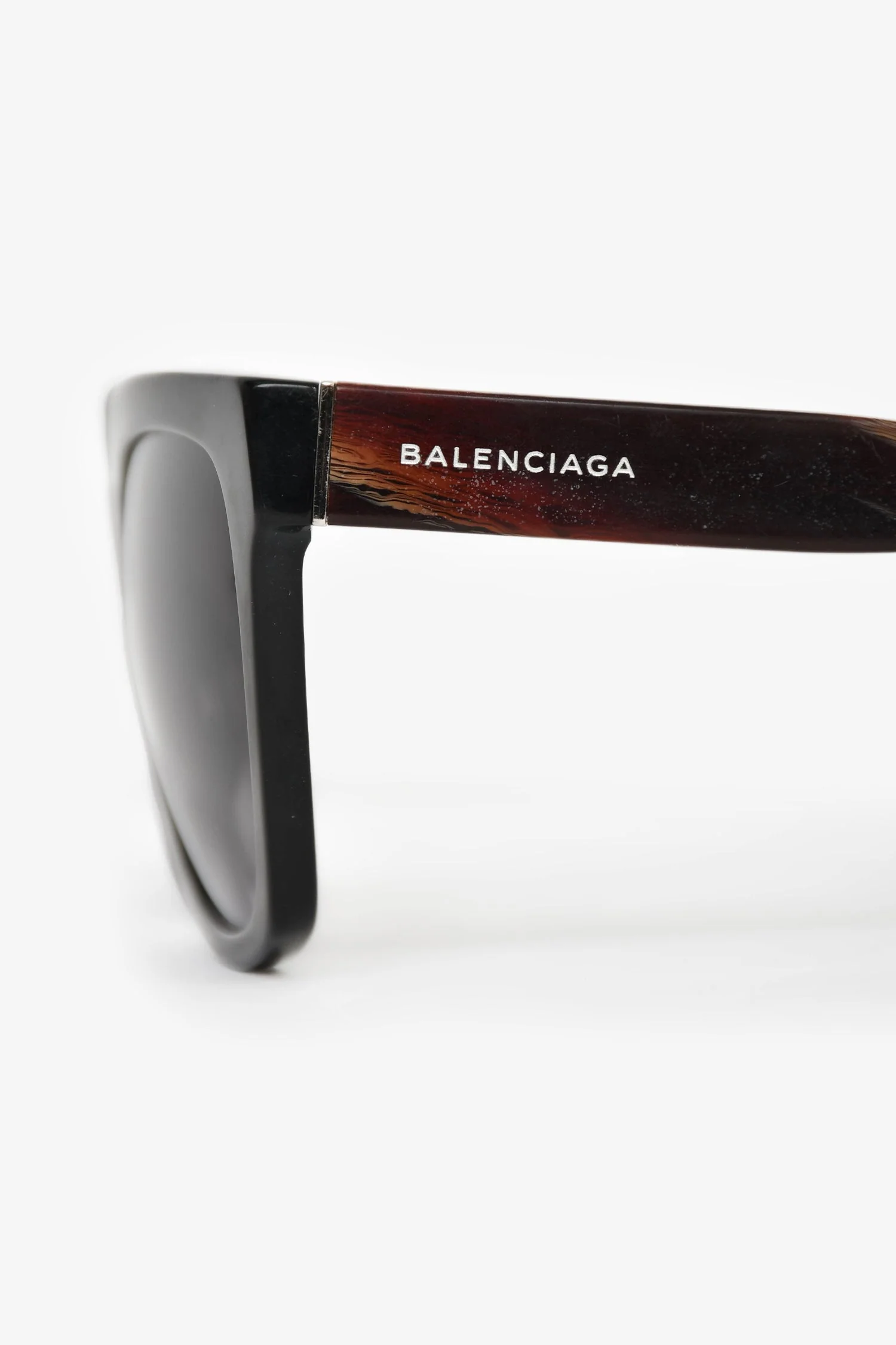 Balenciaga Black/Brown Square Frame Sunglasses - Image 4
