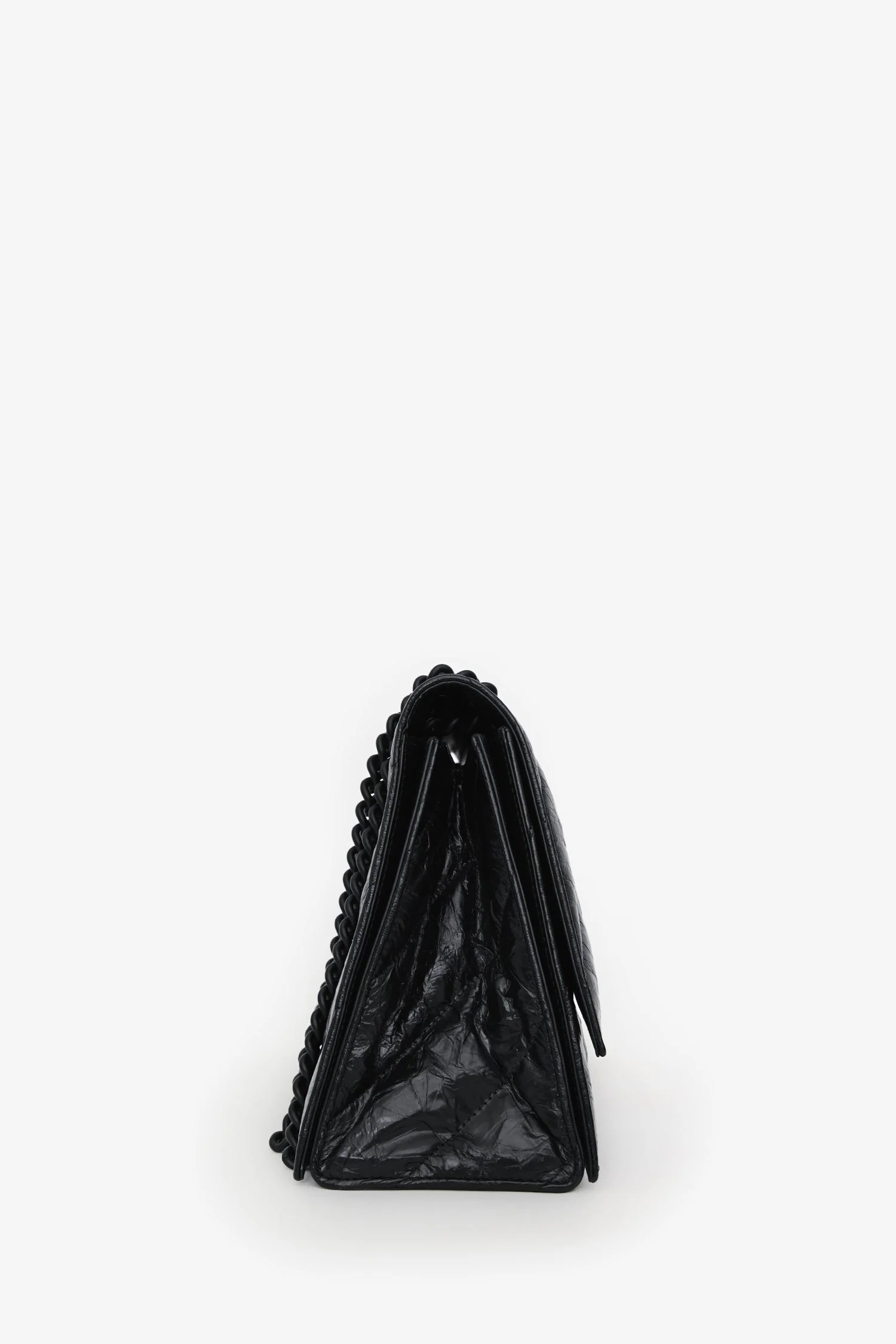 Balenciaga Black Crackled Leather Medium Crush Shoulder Chain Bag - Image 3
