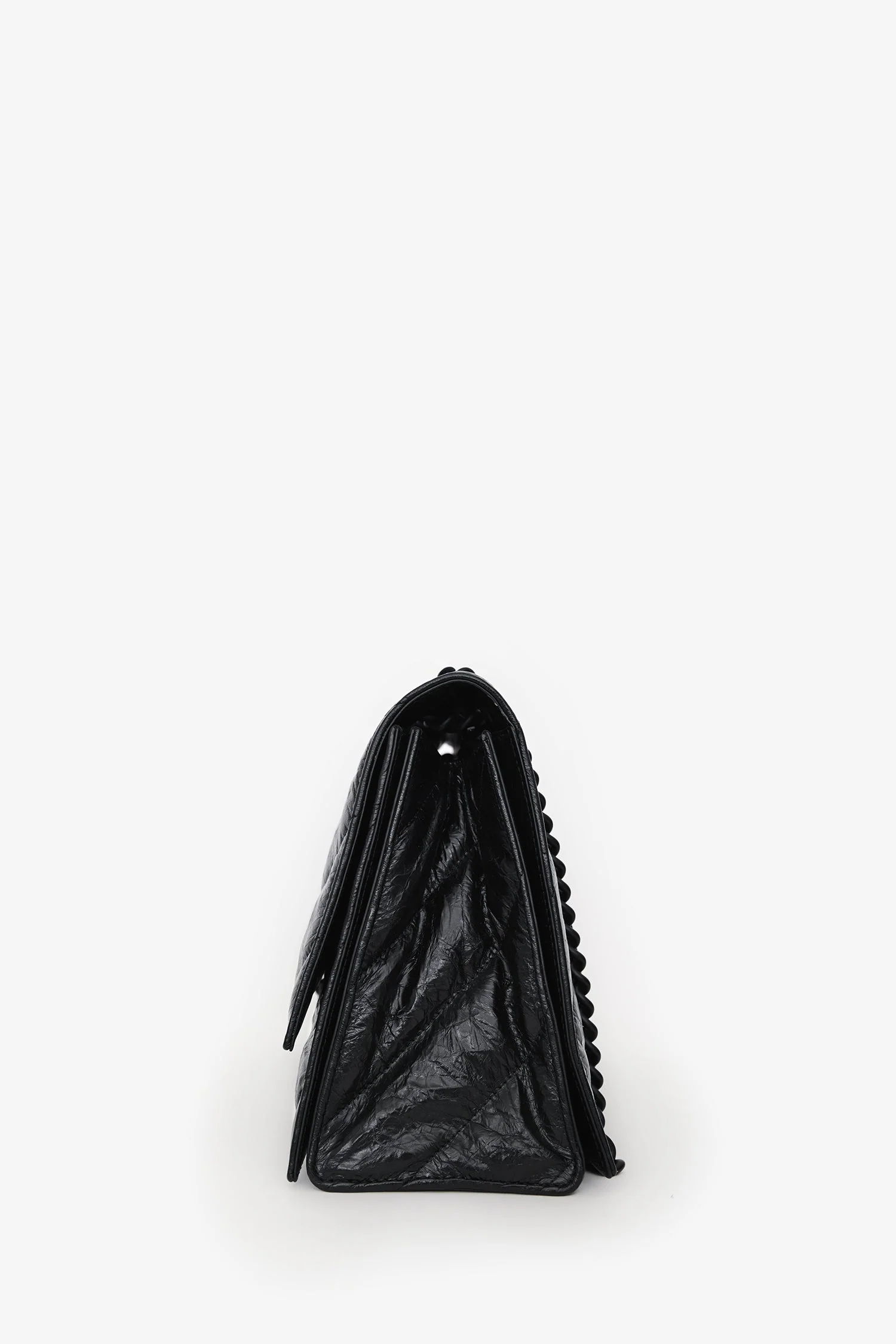 Balenciaga Black Crackled Leather Medium Crush Shoulder Chain Bag - Image 4