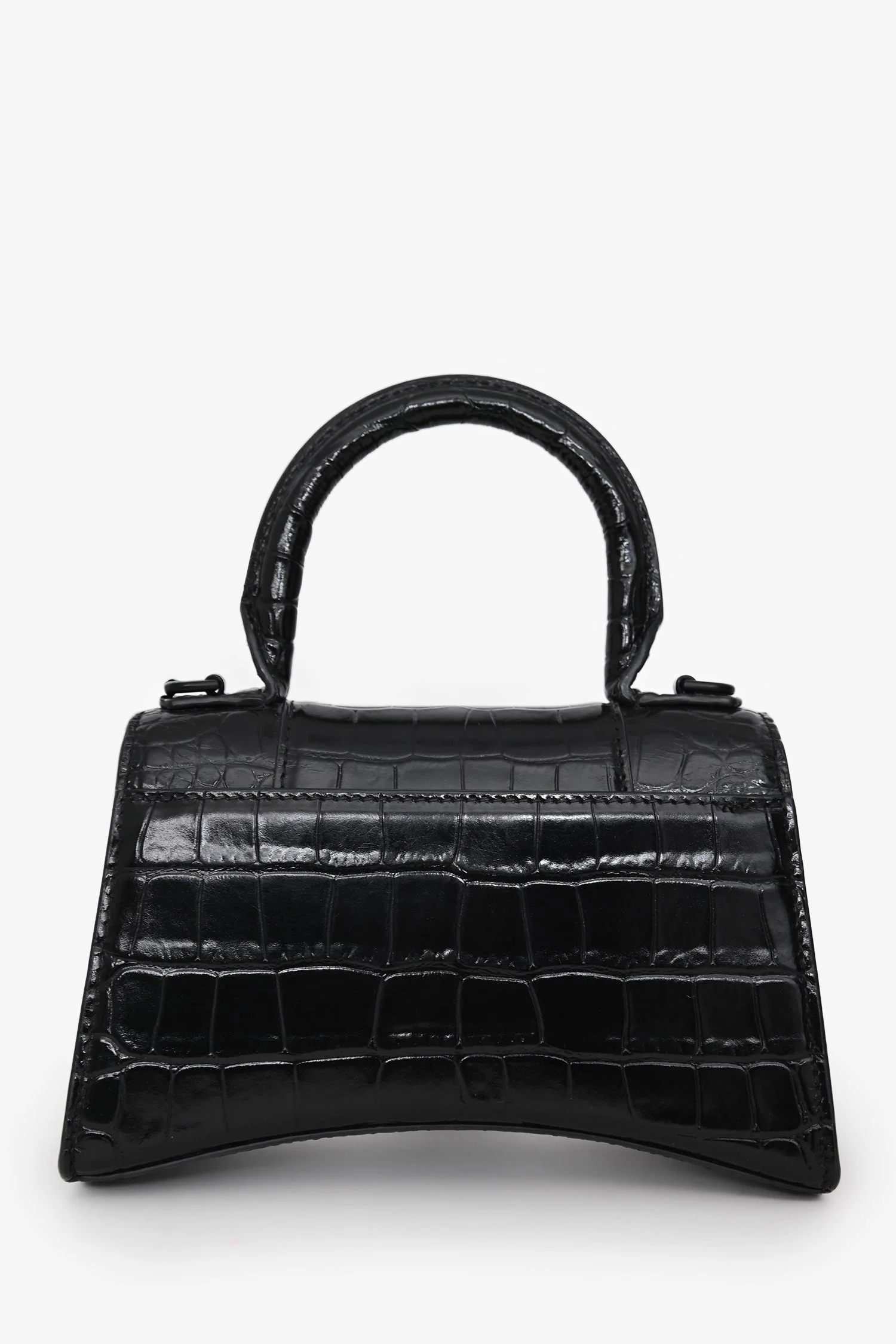 Balenciaga Black Croc Embossed XS Hourglass Top Handle Bag with Strap - Image 2