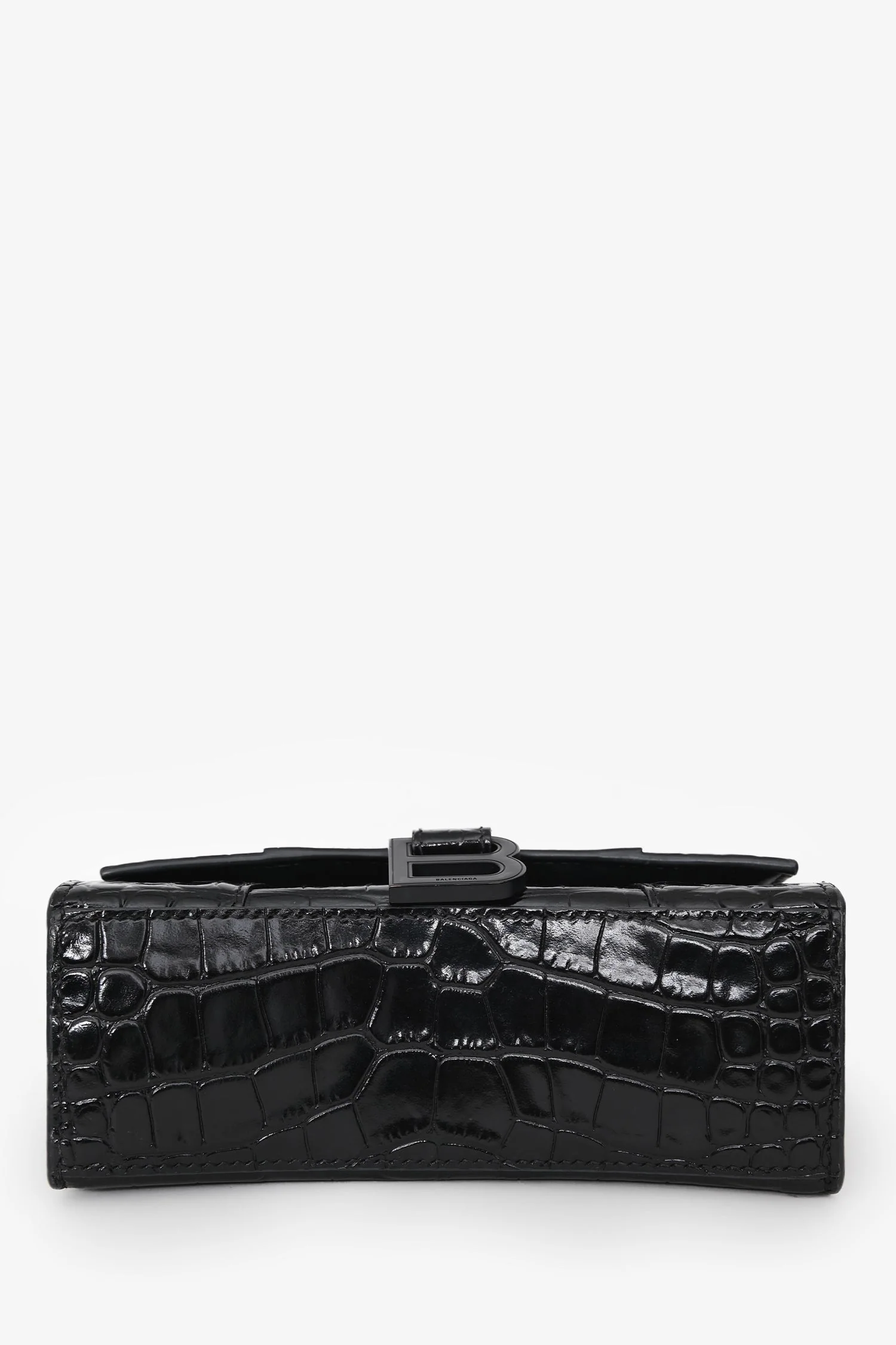 Balenciaga Black Croc Embossed XS Hourglass Top Handle Bag with Strap - Image 5