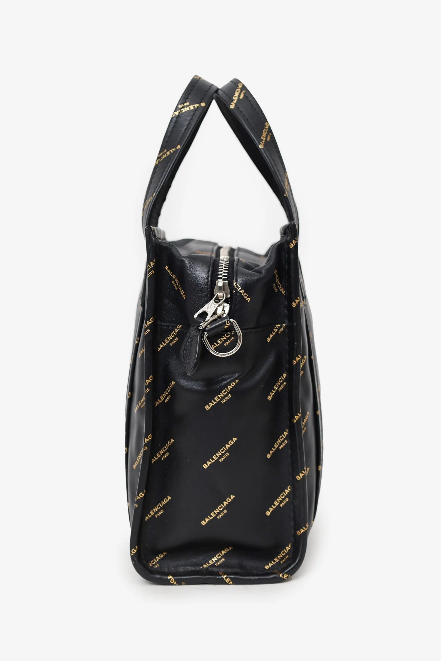 Balenciaga Black Leather/Gold Logo 'Bazar' XS Shopper Tote with Strap - Image 5
