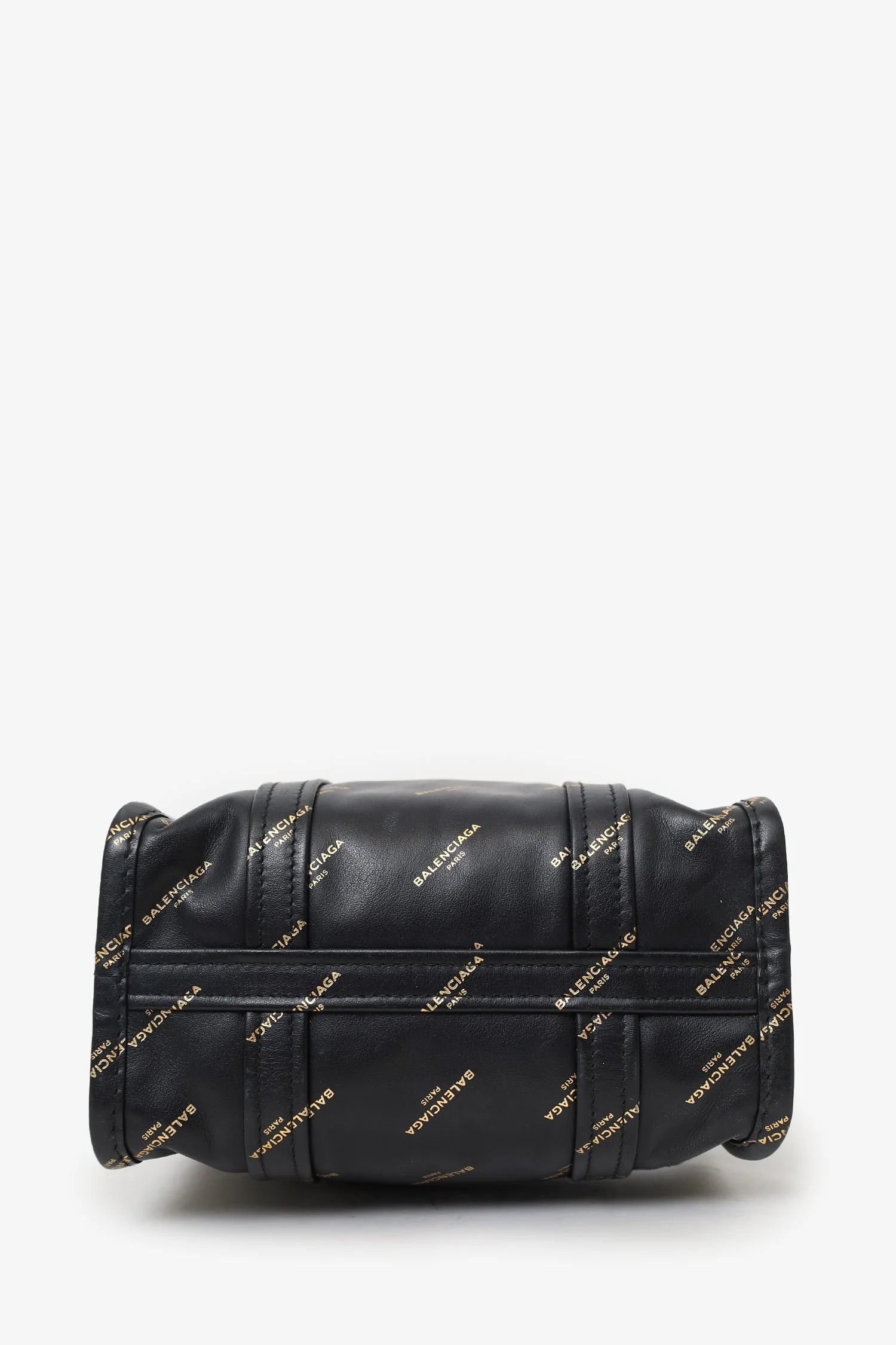 Balenciaga Black Leather/Gold Logo 'Bazar' XS Shopper Tote with Strap - Image 6
