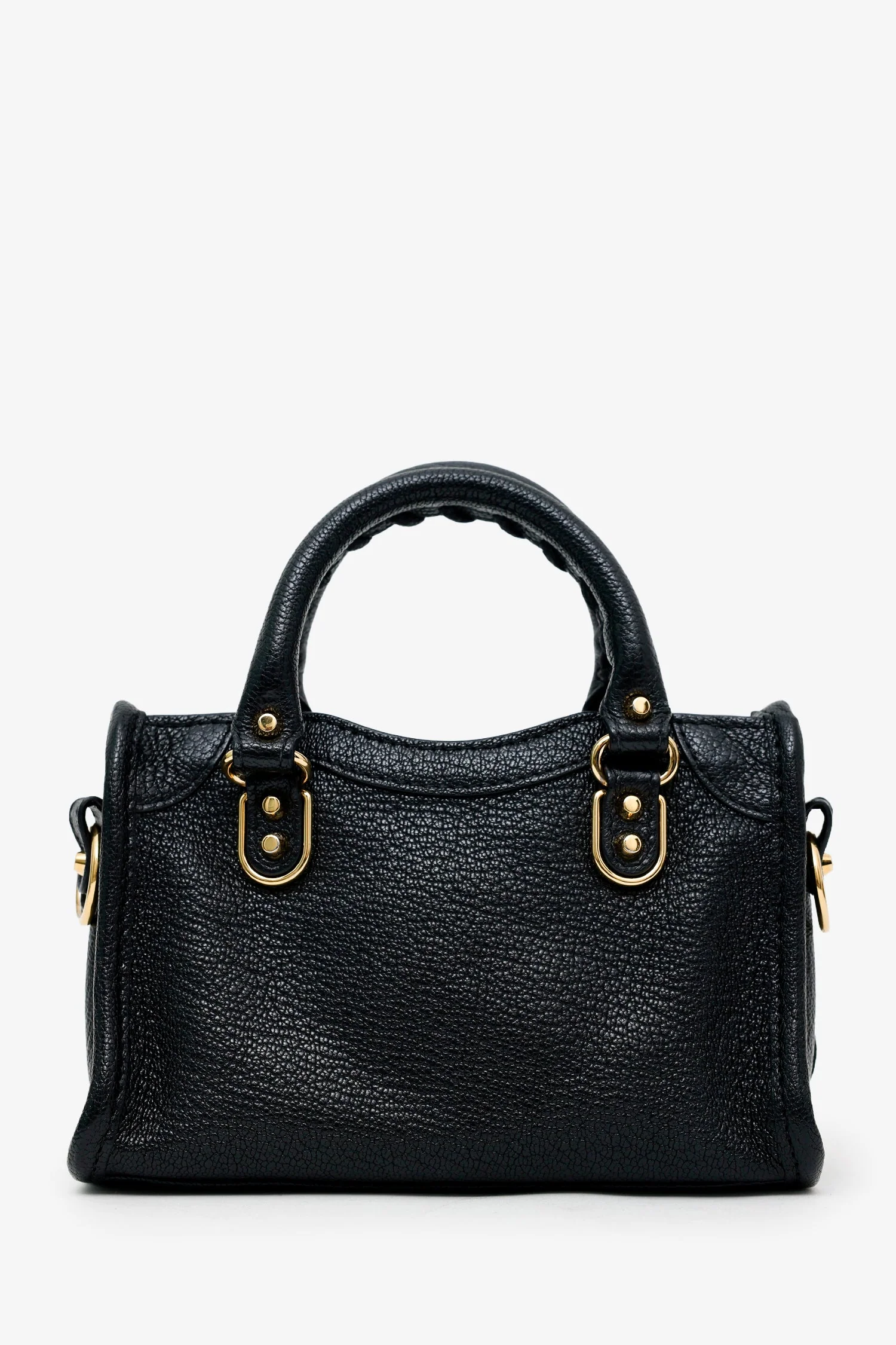 Balenciaga Black Leather Mini Edge City Bag GHW With Strap - Image 2