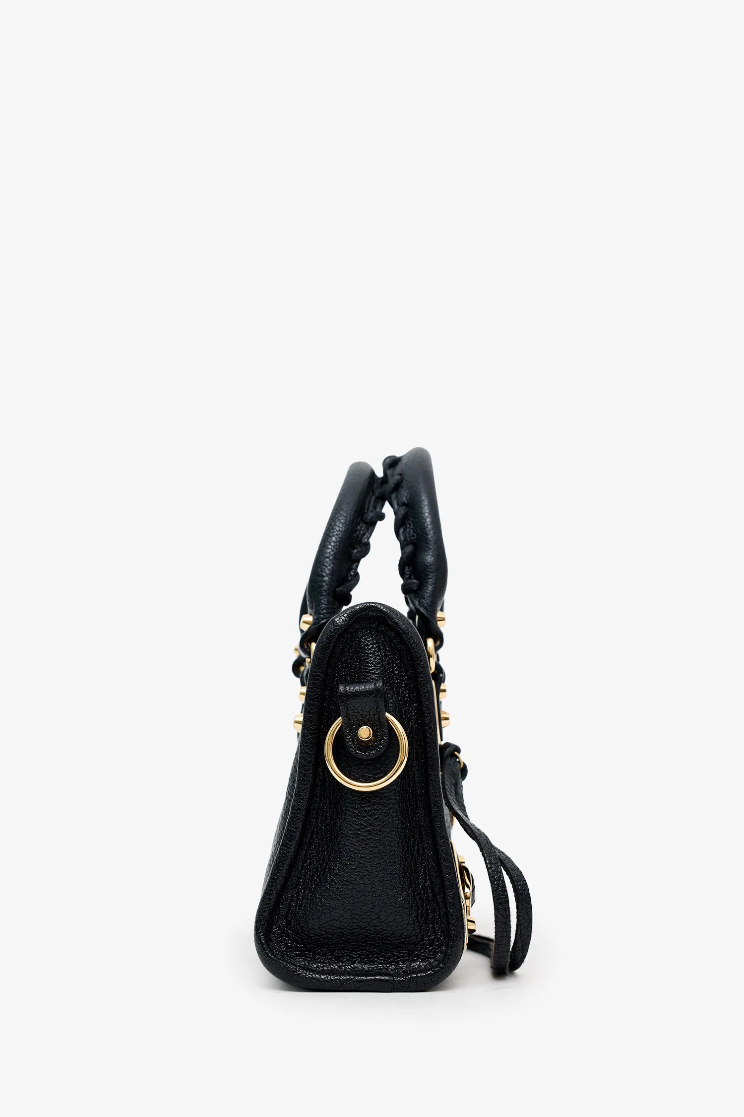 Balenciaga Black Leather Mini Edge City Bag GHW With Strap - Image 3