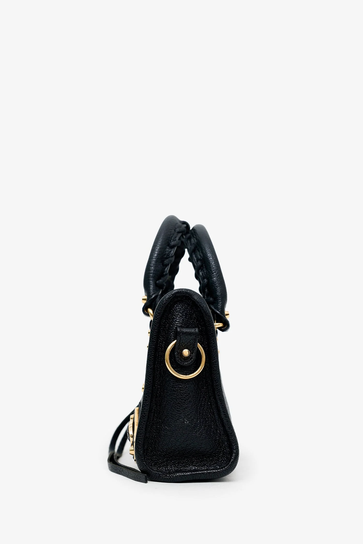 Balenciaga Black Leather Mini Edge City Bag GHW With Strap - Image 4