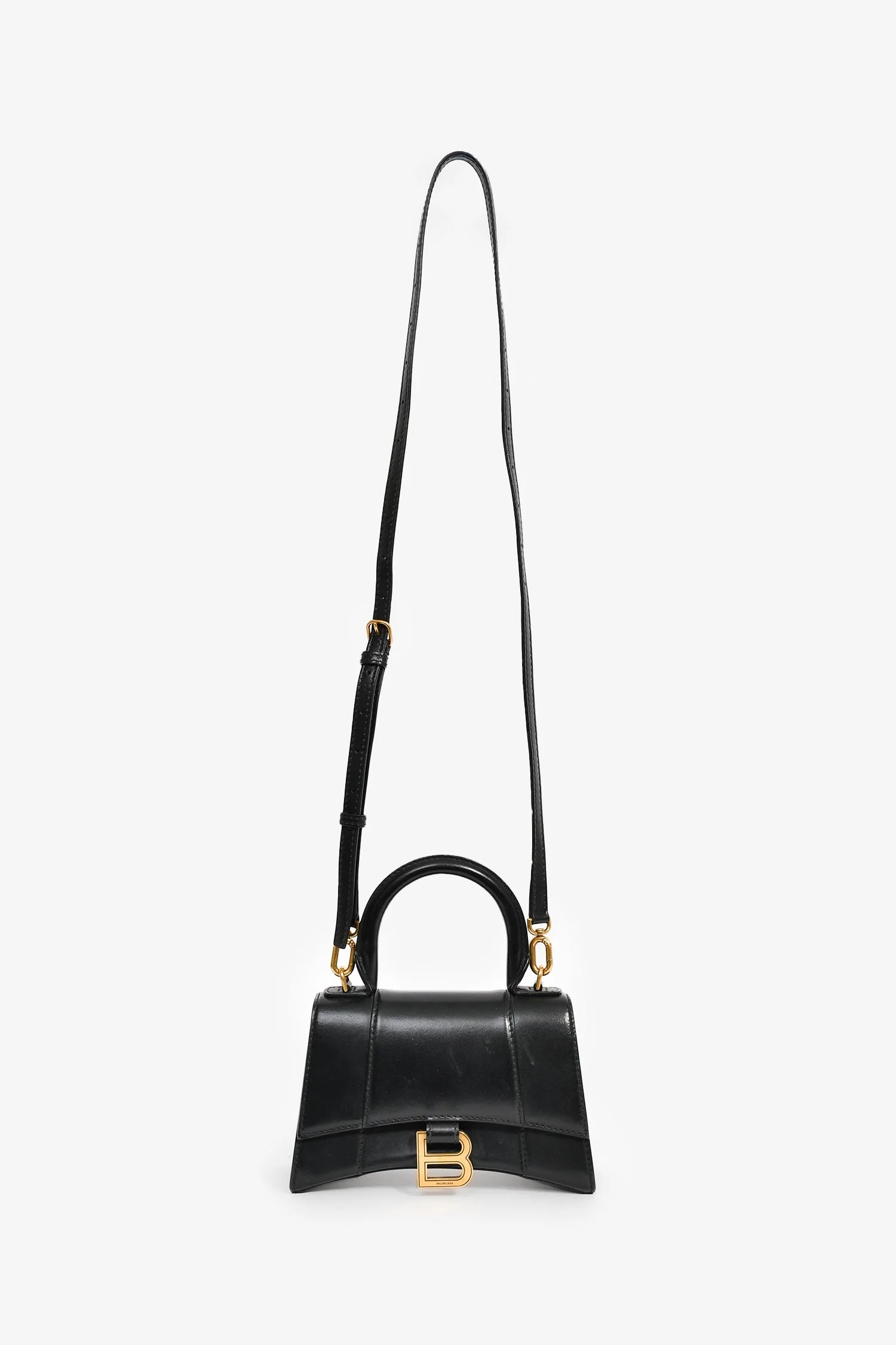 Balenciaga Black Leather Small Hourglass Bag with Strap - Image 7