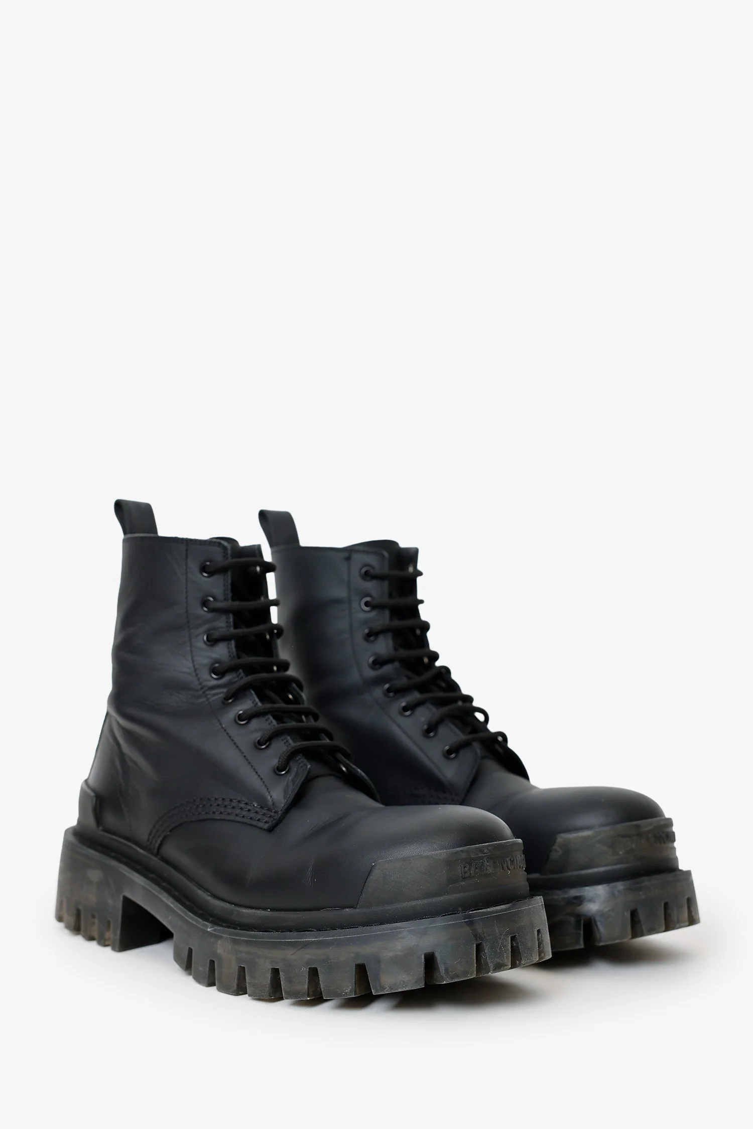 Balenciaga Black Leather 'Strike' Boots Size 38 - Image 2