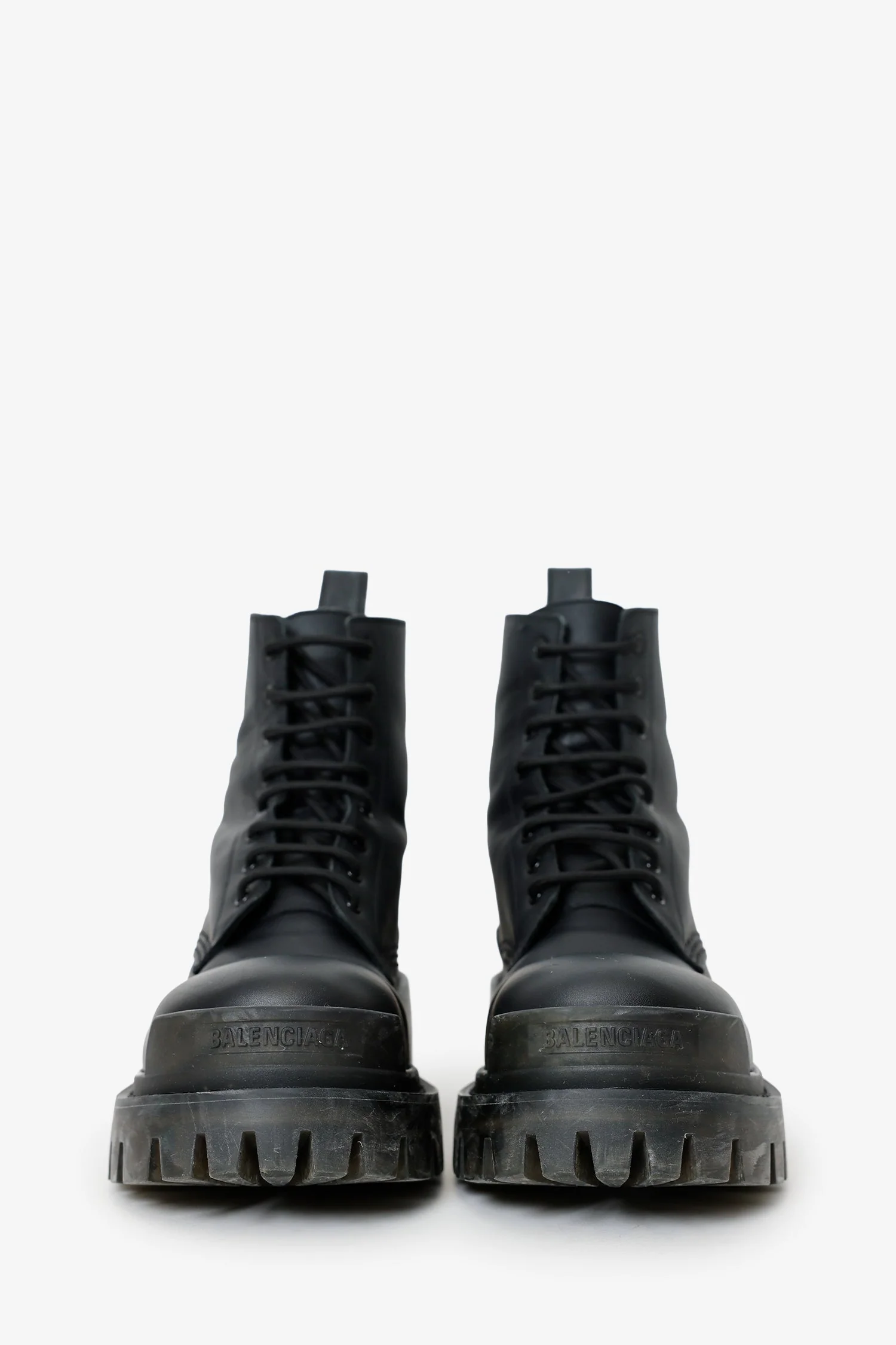Balenciaga Black Leather 'Strike' Boots Size 38 - Image 3