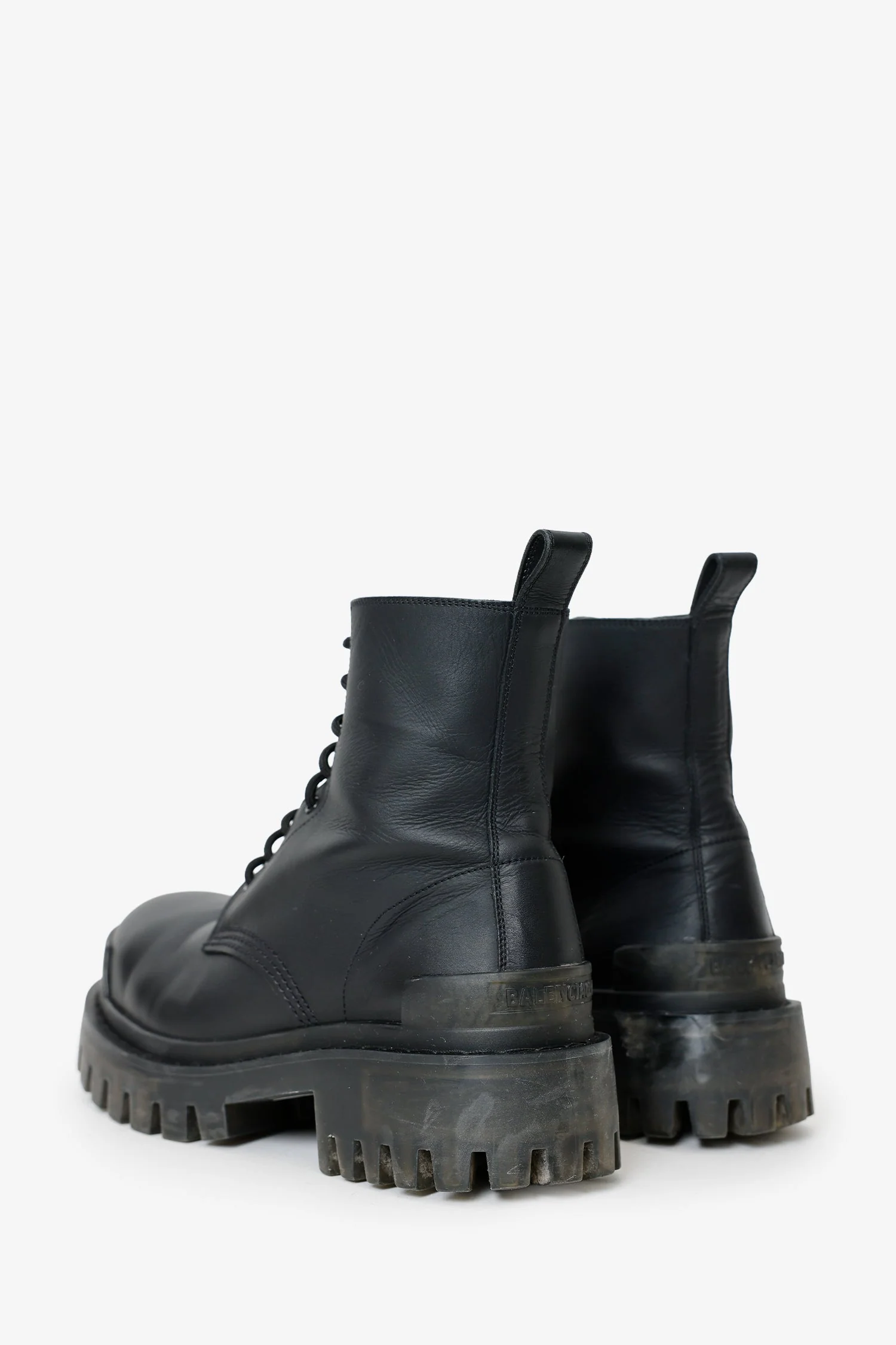 Balenciaga Black Leather 'Strike' Boots Size 38 - Image 4