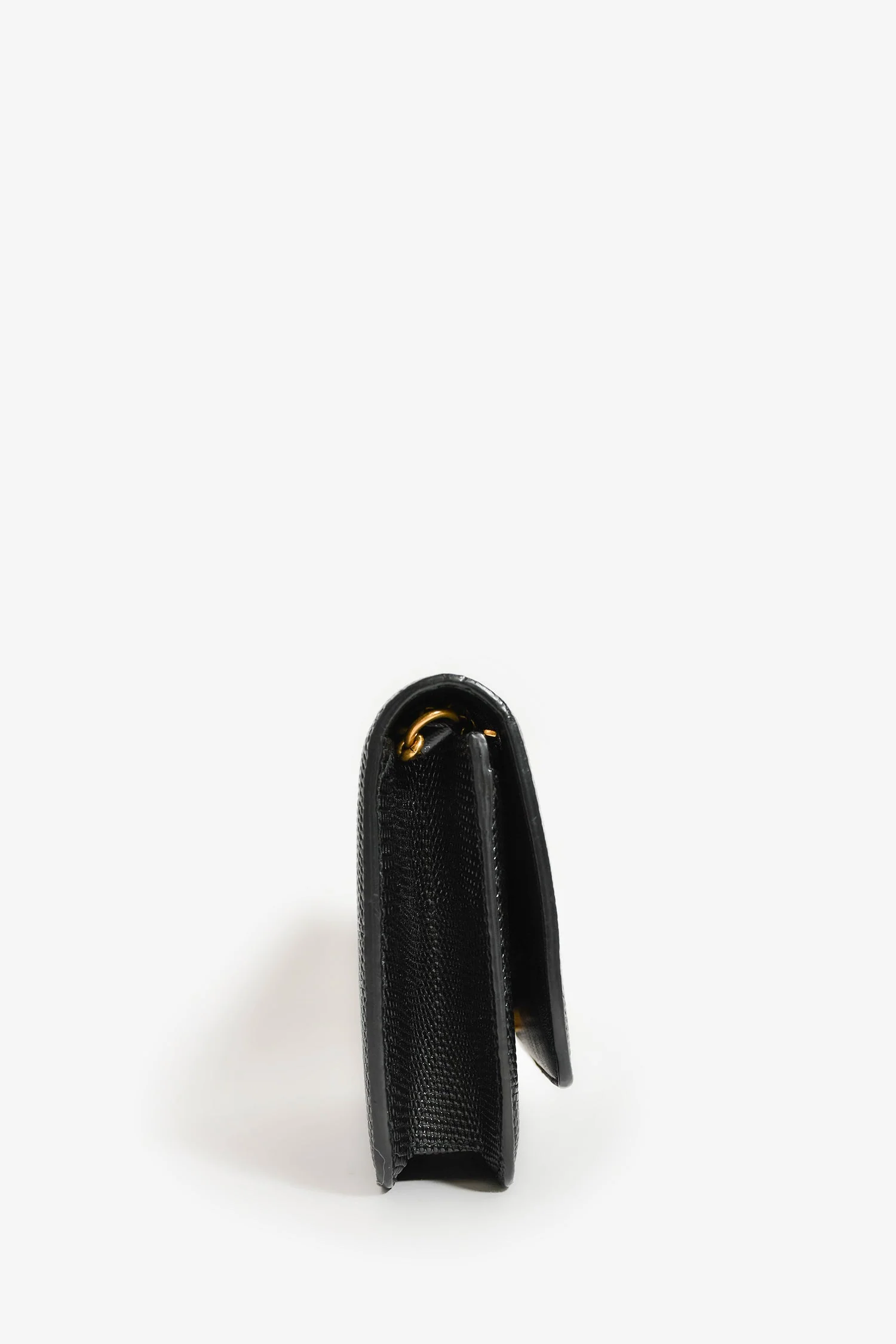 Balenciaga Black Lizard Embossed B. Logo Wallet On Chain Crossbody - Image 3