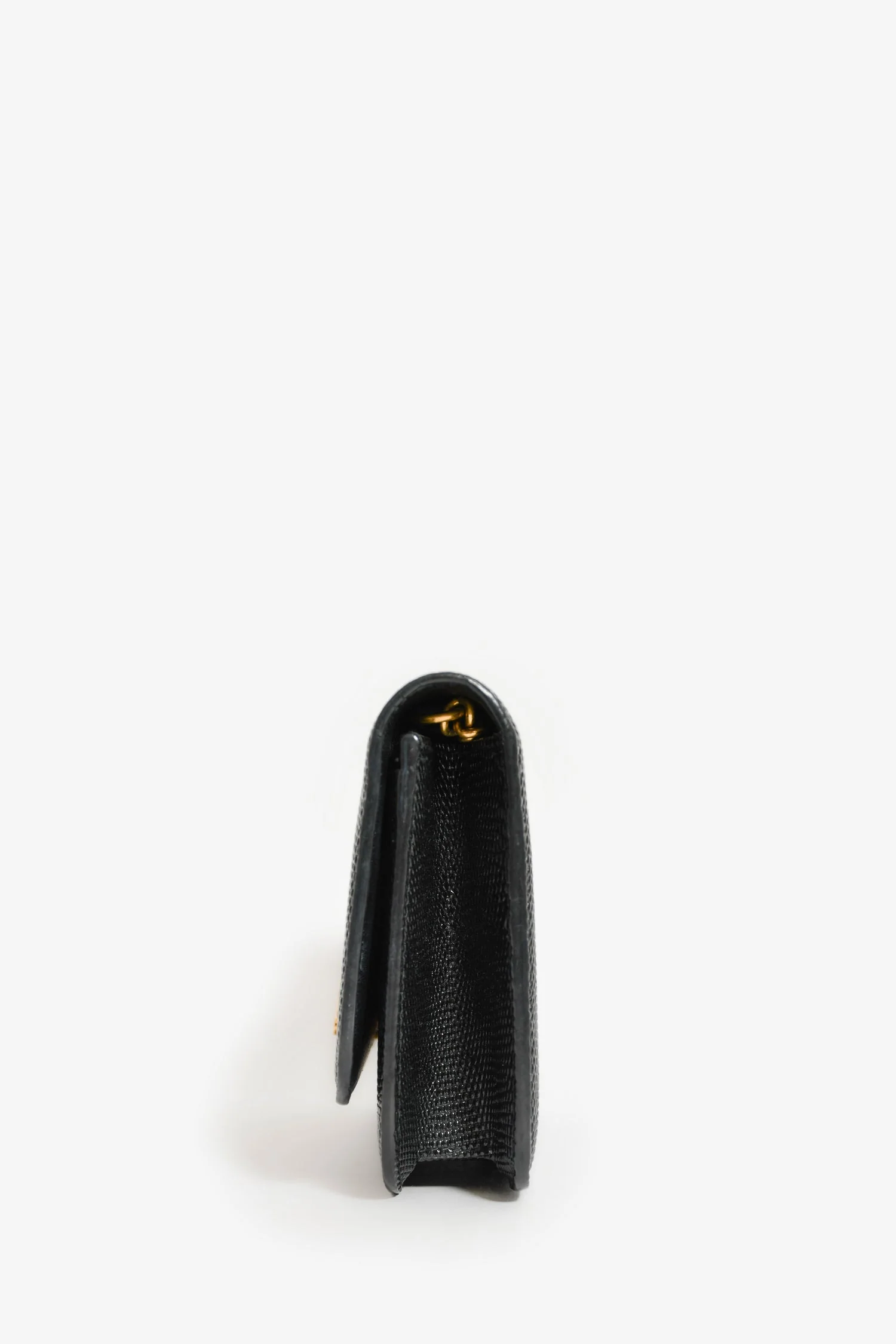 Balenciaga Black Lizard Embossed B. Logo Wallet On Chain Crossbody - Image 4