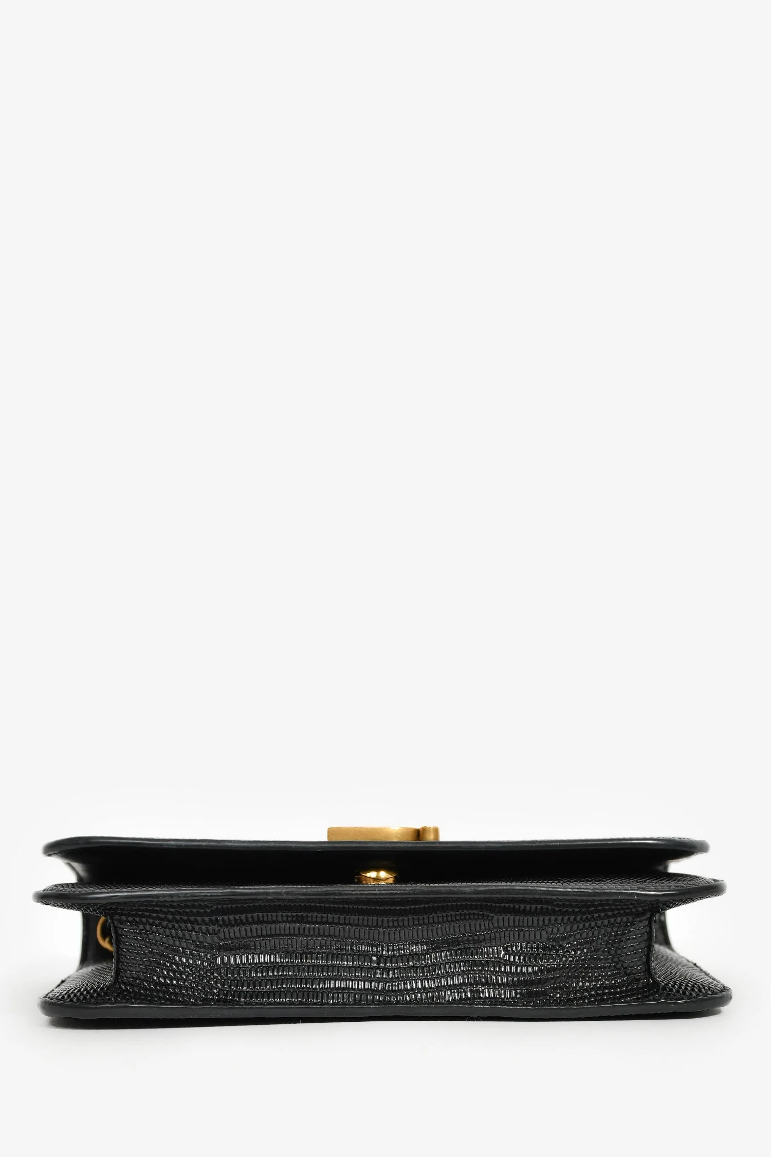 Balenciaga Black Lizard Embossed B. Logo Wallet On Chain Crossbody - Image 5