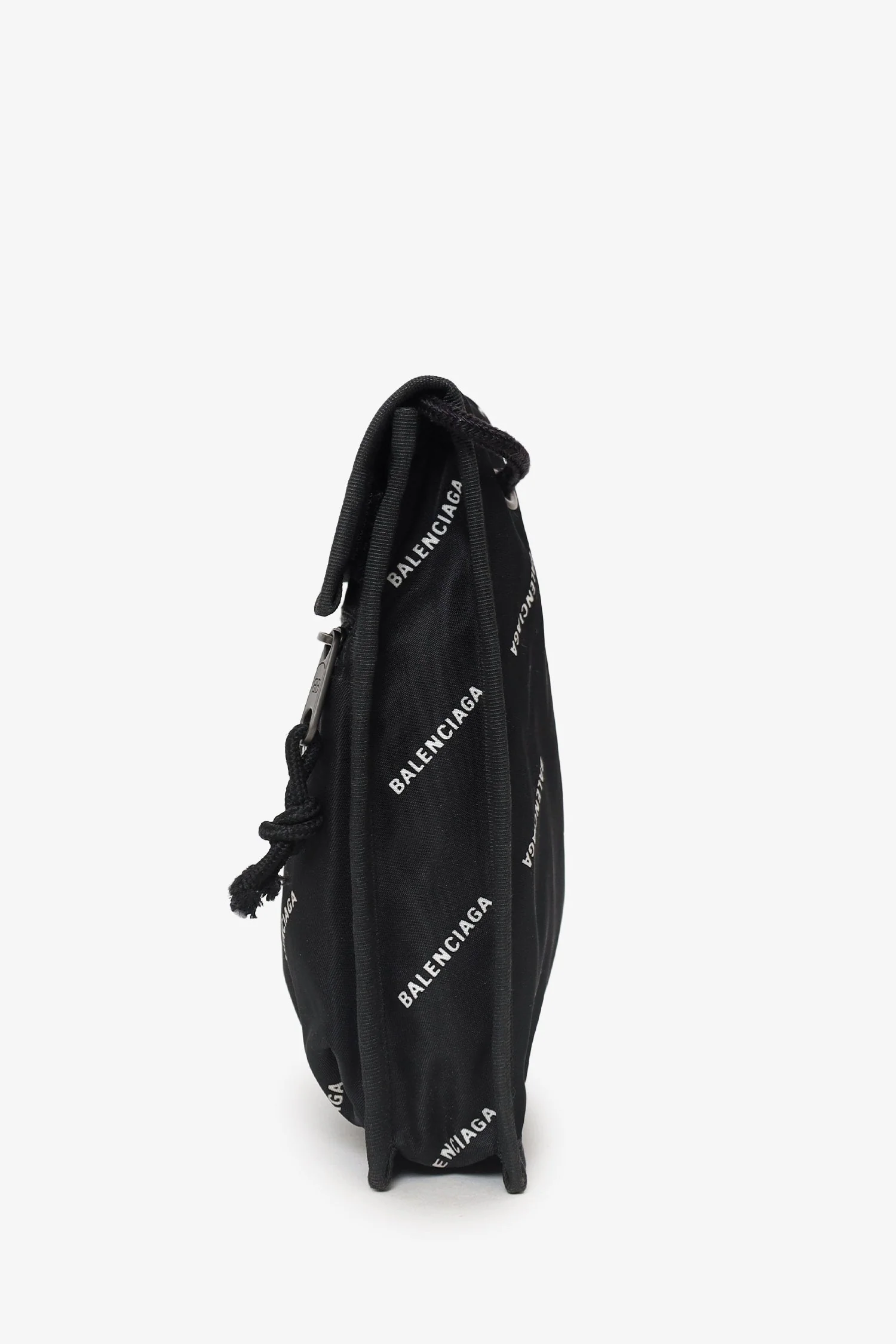 Balenciaga Black Nylon All Over Logo Small Explorer Pouch - Image 4