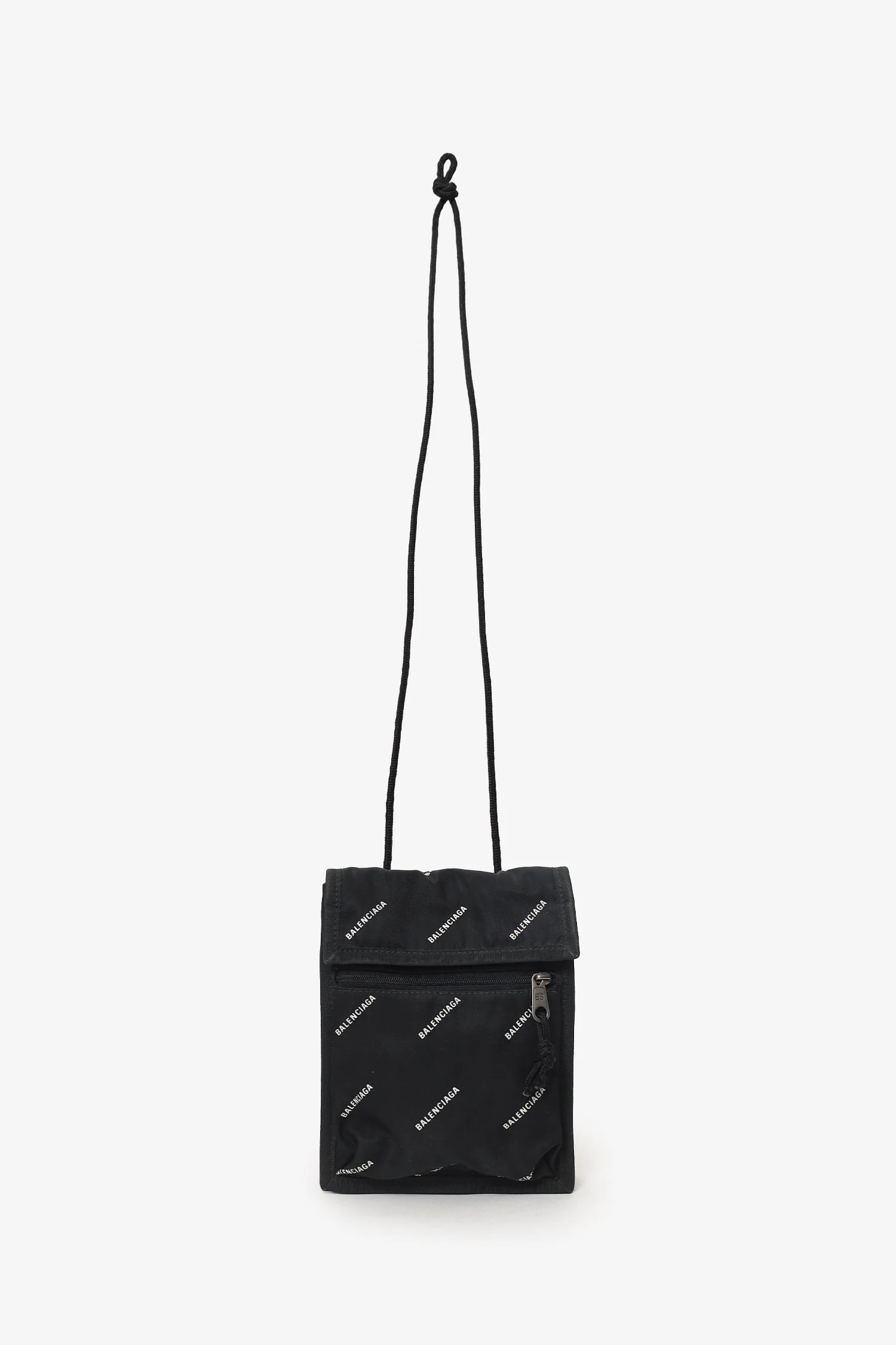 Balenciaga Black Nylon All Over Logo Small Explorer Pouch - Image 6