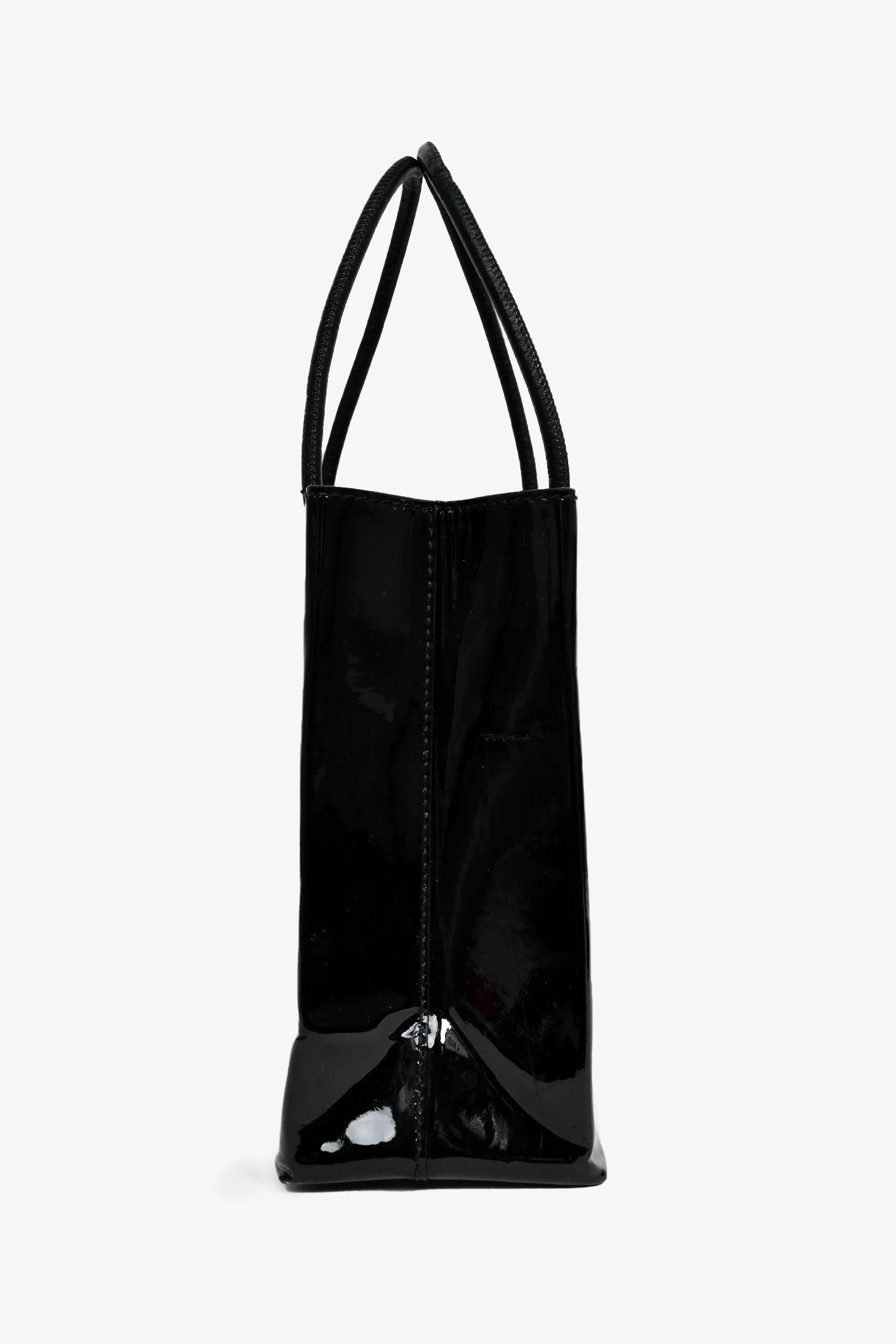 Balenciaga Black Patent Logo XXS Shopping Tote Bag With Strap - Image 4