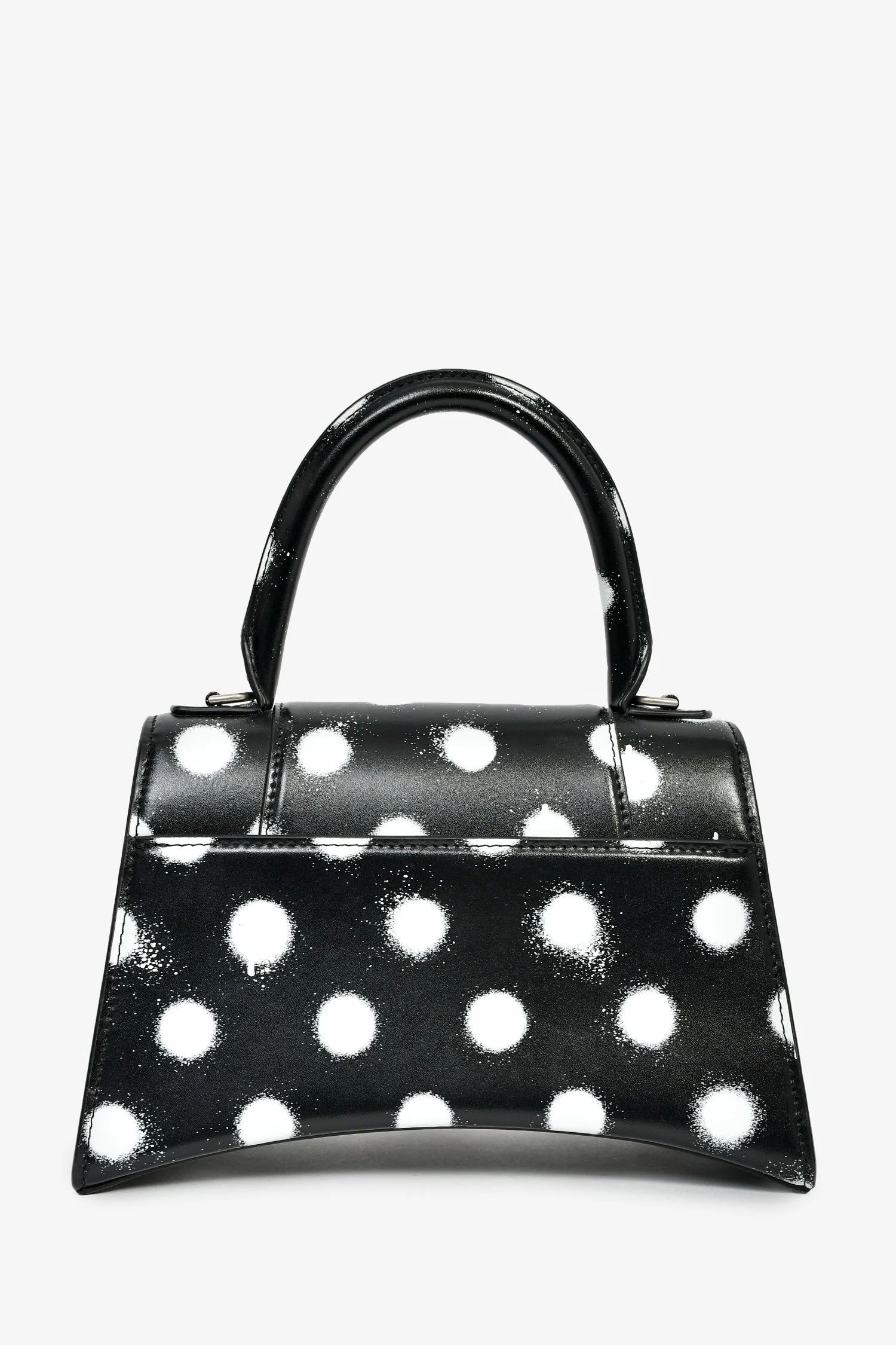 Balenciaga Black/White Leather Polk-a-Dot Small 'Hourglass' Top Handle Bag - Image 2