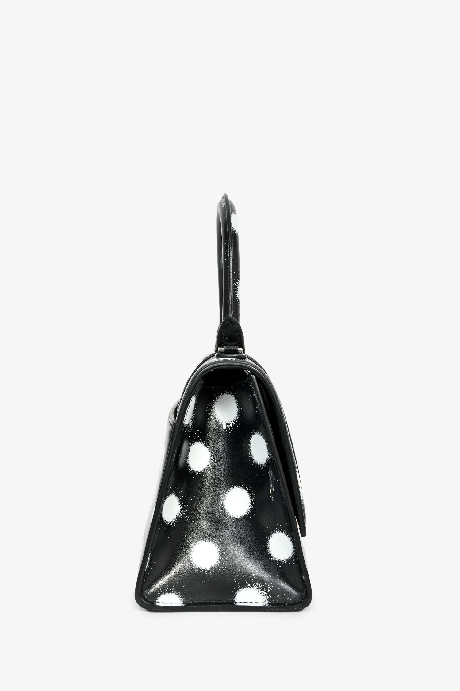 Balenciaga Black/White Leather Polk-a-Dot Small 'Hourglass' Top Handle Bag - Image 3