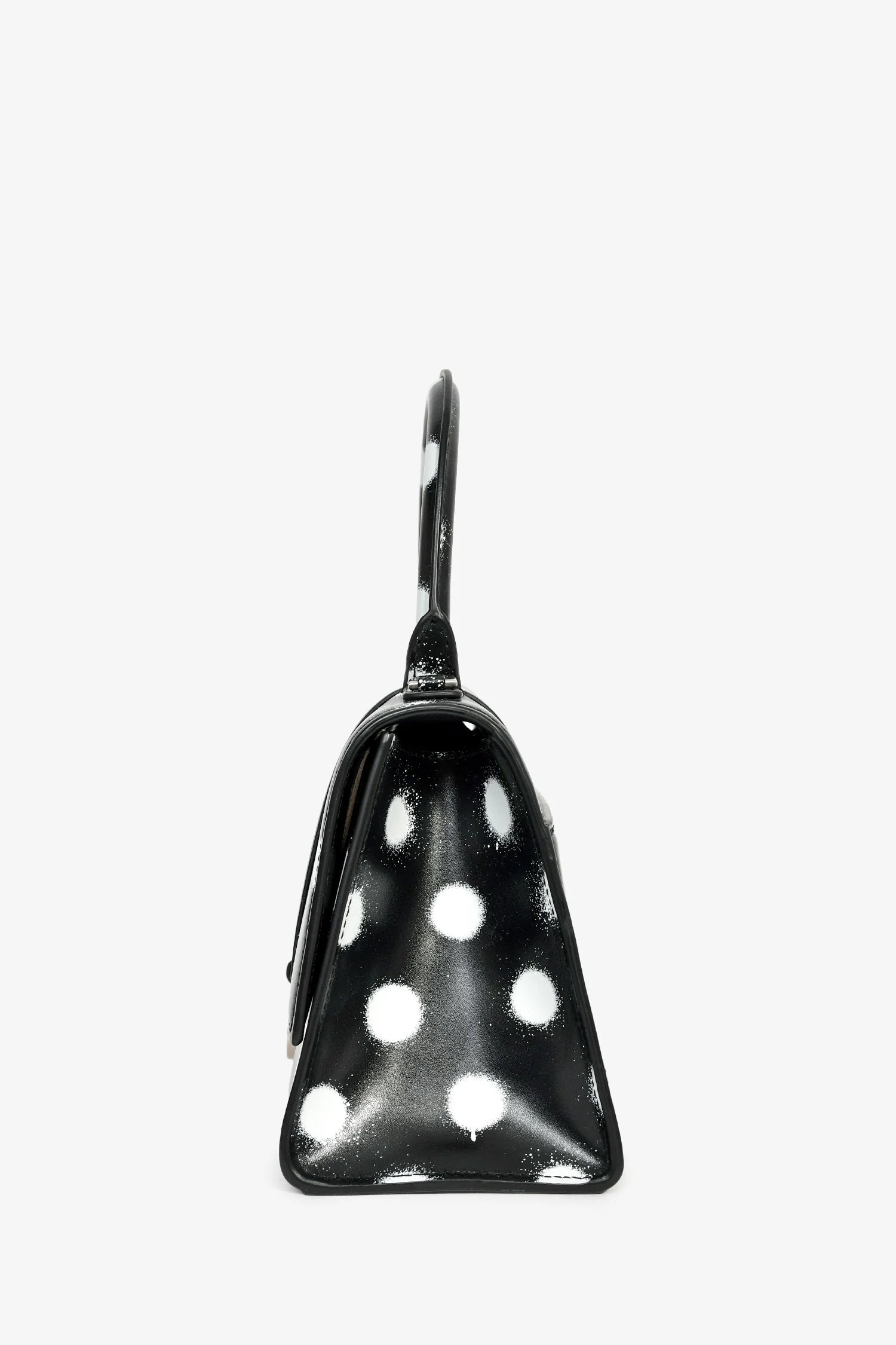 Balenciaga Black/White Leather Polk-a-Dot Small 'Hourglass' Top Handle Bag - Image 4